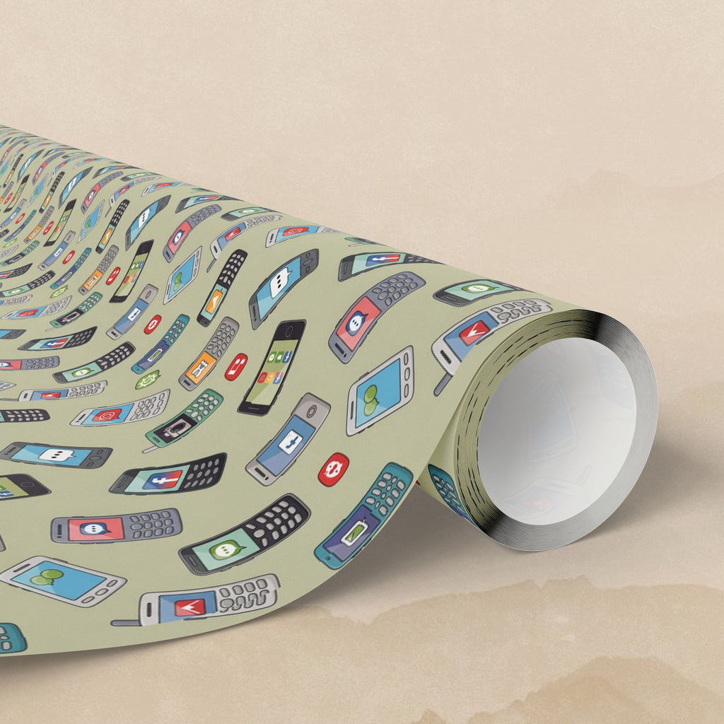 Retro Cell Phone Pattern Wrapping Paper | Vintage Mobile Phone Gift Wrap