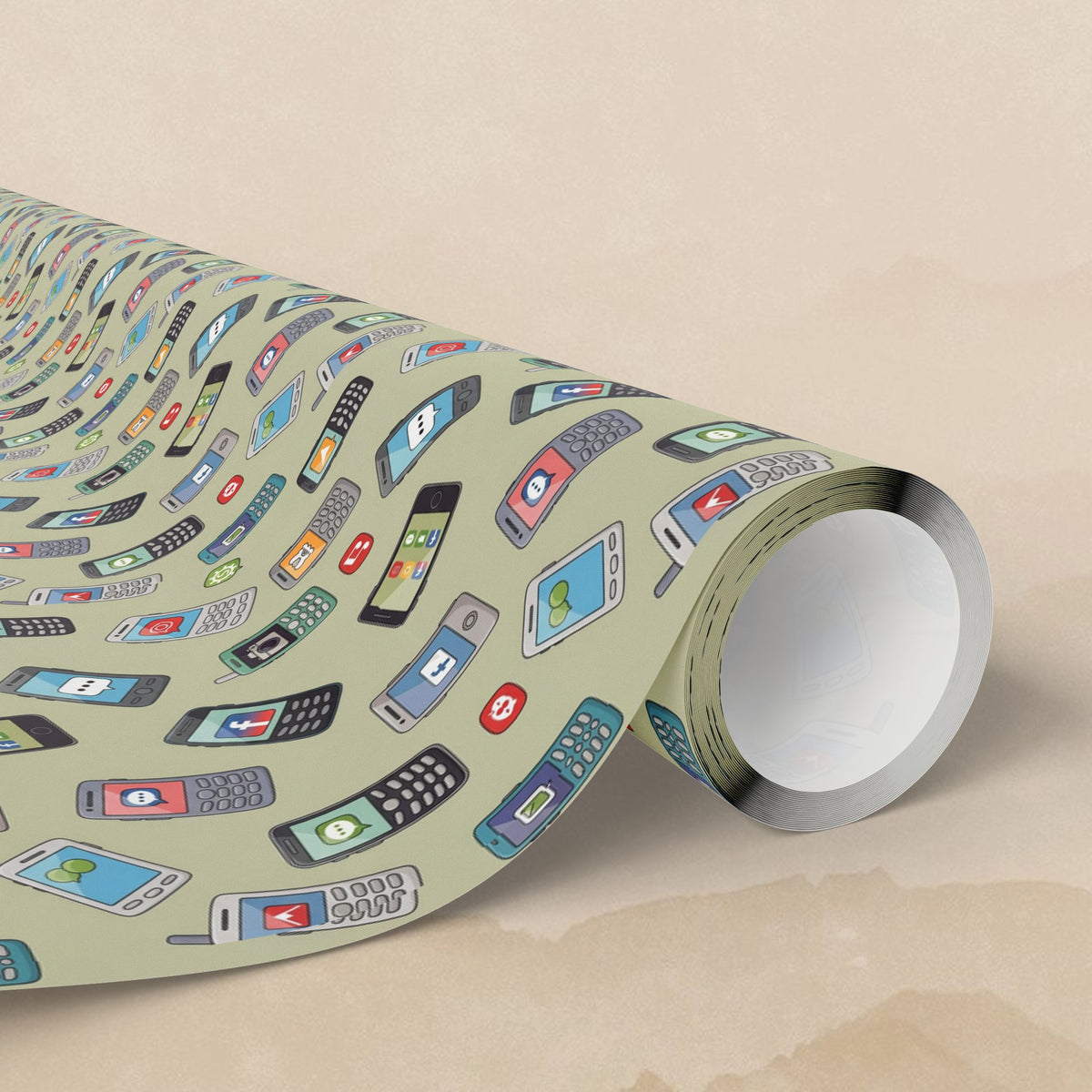 Retro Cell Phone Pattern Wrapping Paper | Vintage Mobile Phone Gift Wrap
