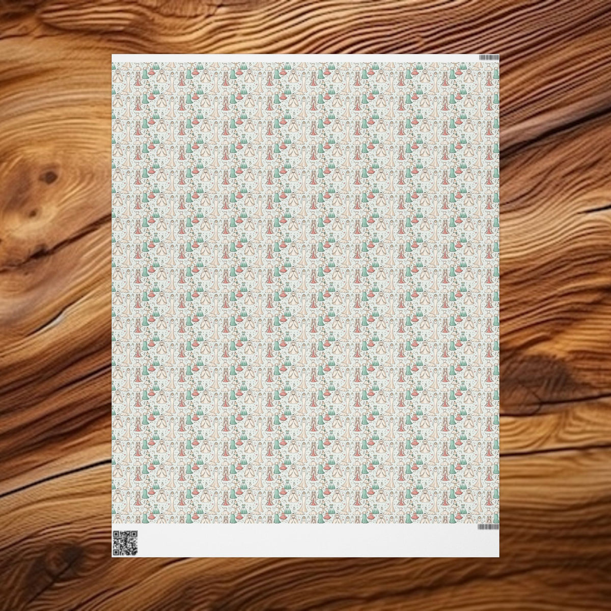 Hand-Drawn Wedding Dresses Wrapping Paper | Mushroom Pattern Gift Wrap