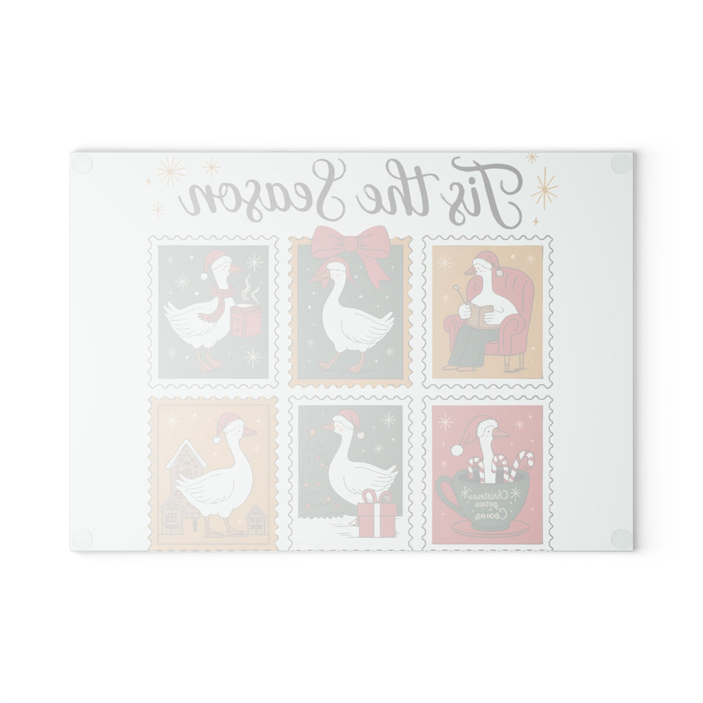 Tis the Season Goose Glass Cutting Board
