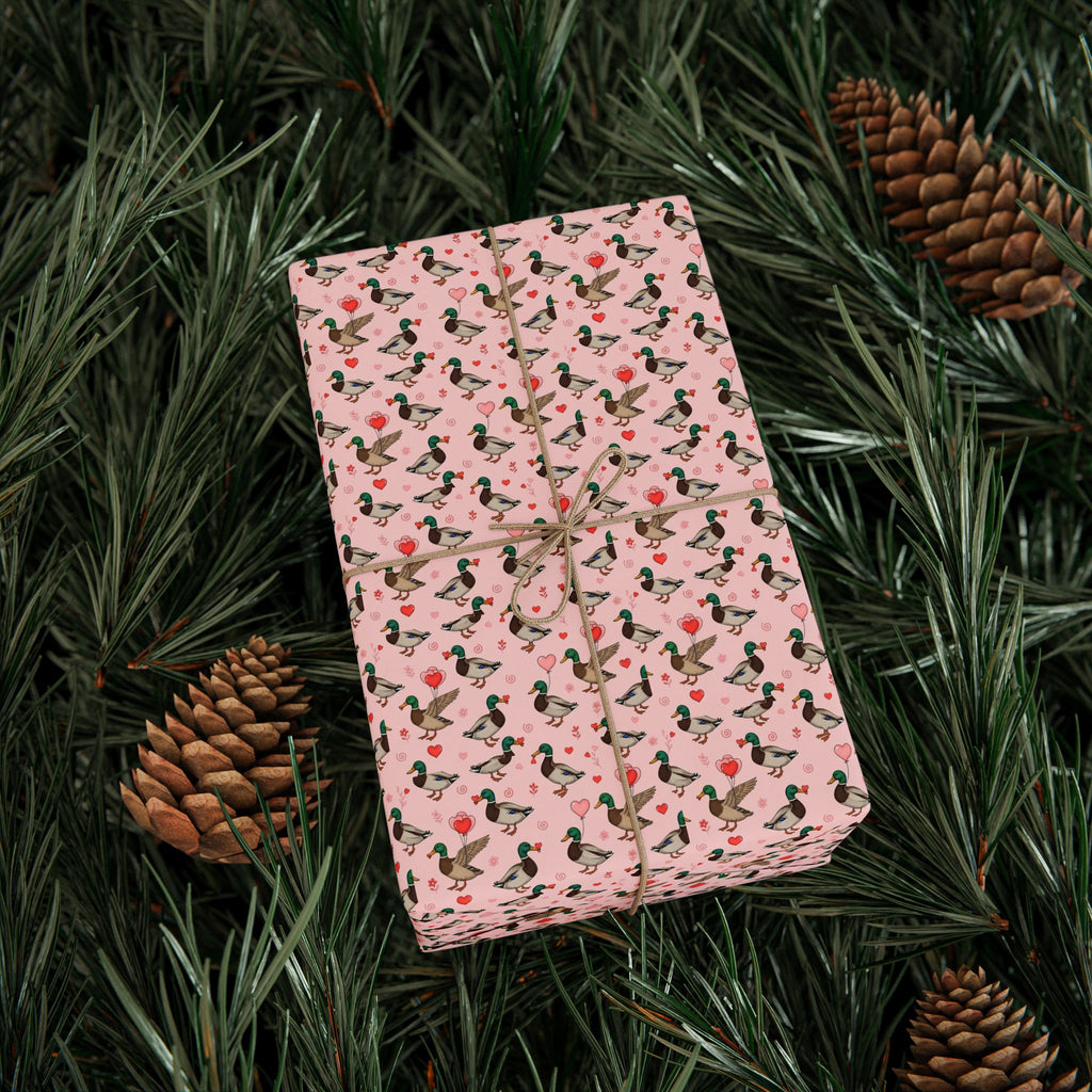 Ducks and Hearts Wrapping Paper | Pink Patterned Gift Wrap Roll
