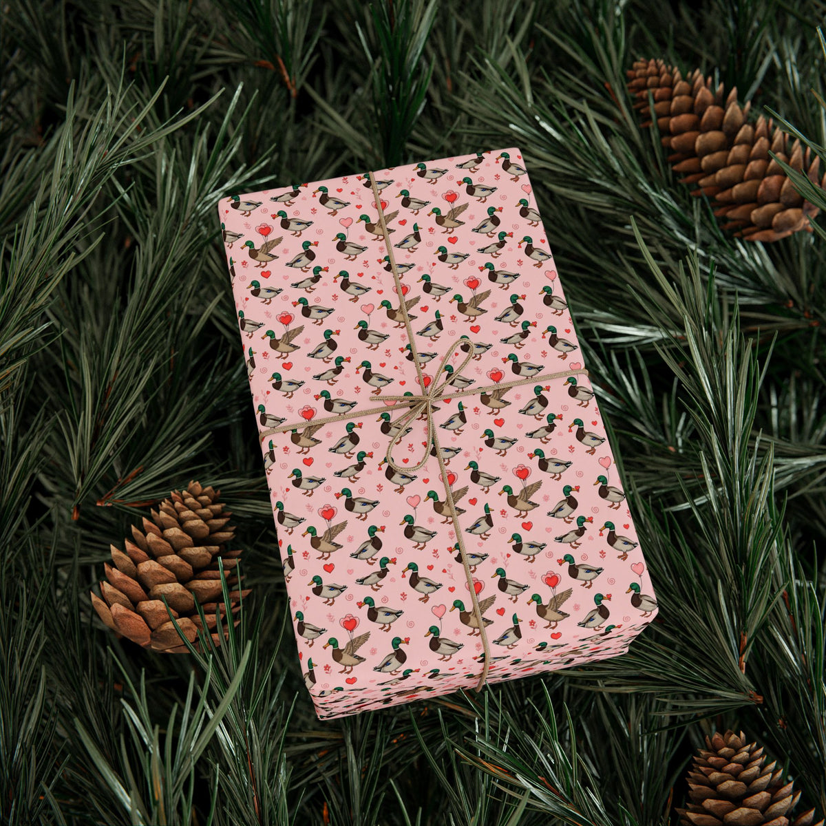 Ducks and Hearts Wrapping Paper | Pink Patterned Gift Wrap Roll