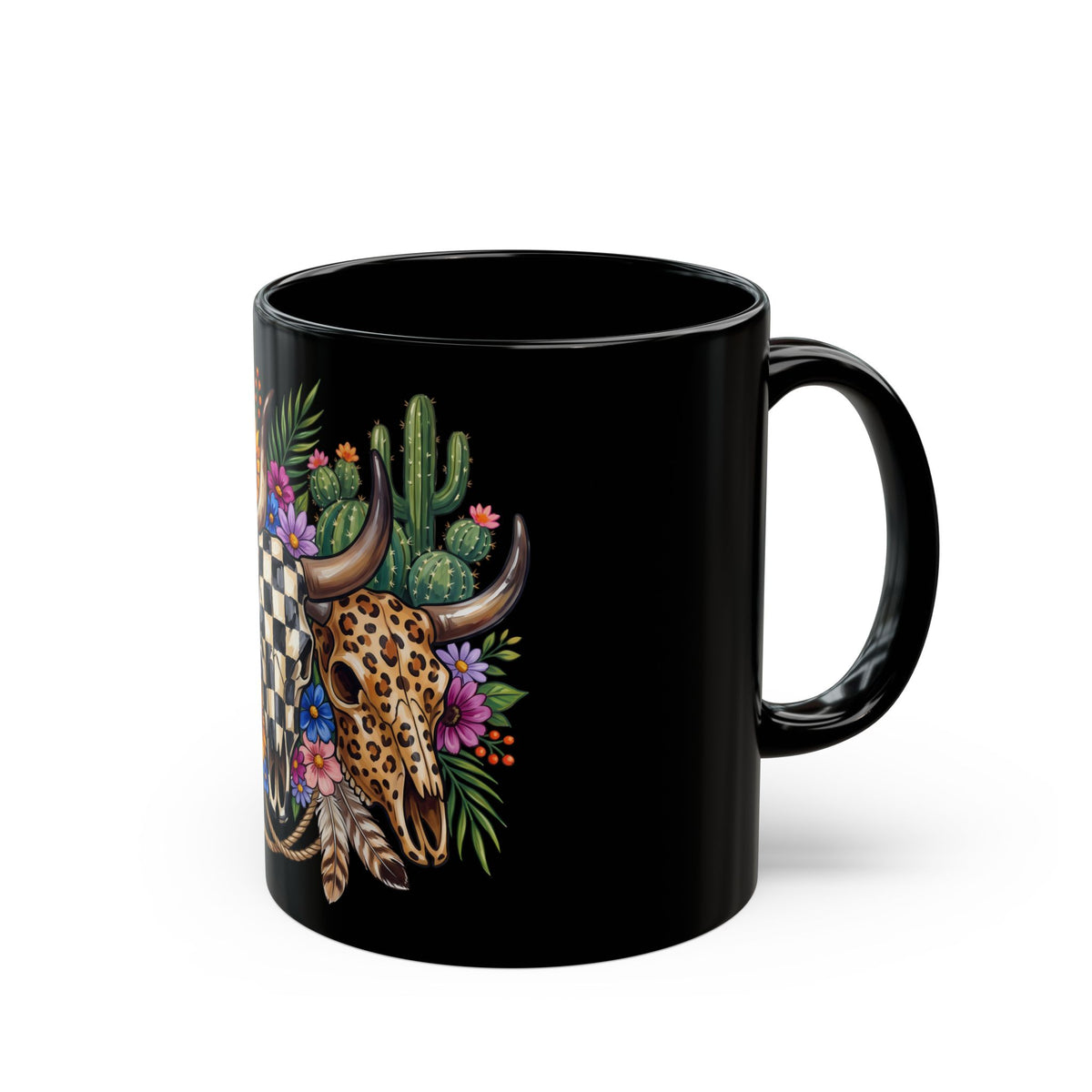 Checkered Cow Head Mug