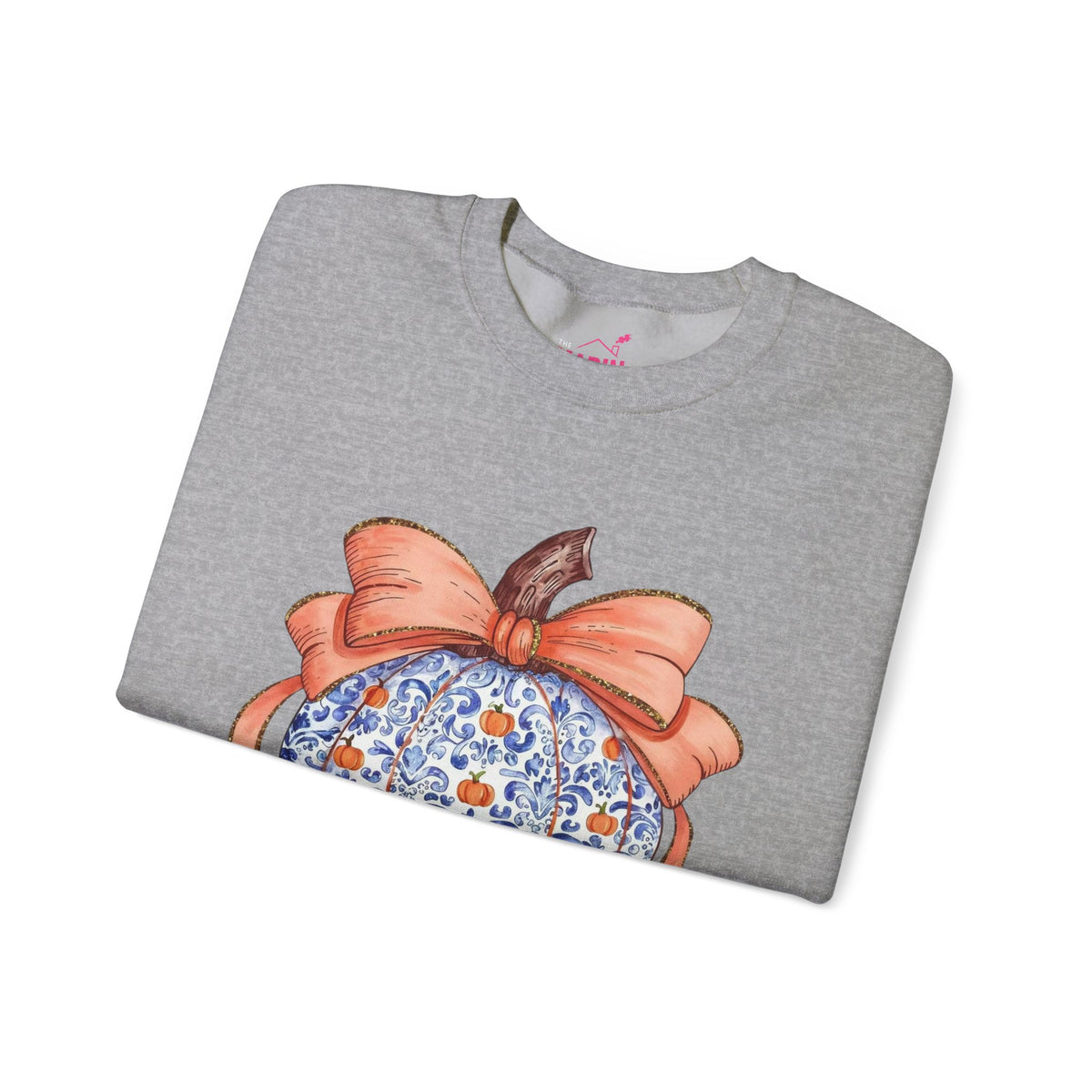 Blue Pumpkin Bow Sweatshirt | Preppy Fall Crewneck