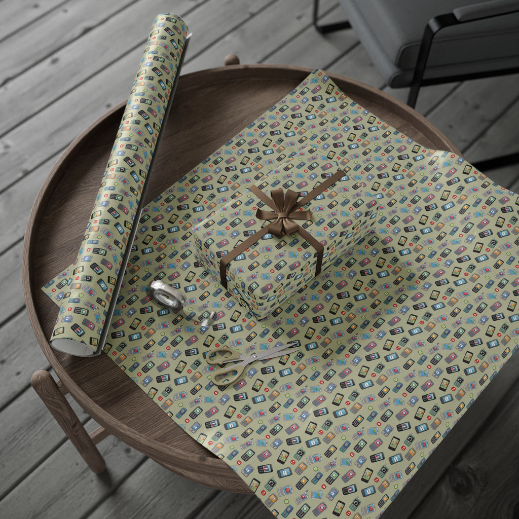 Retro Cell Phone Pattern Wrapping Paper | Vintage Mobile Phone Gift Wrap
