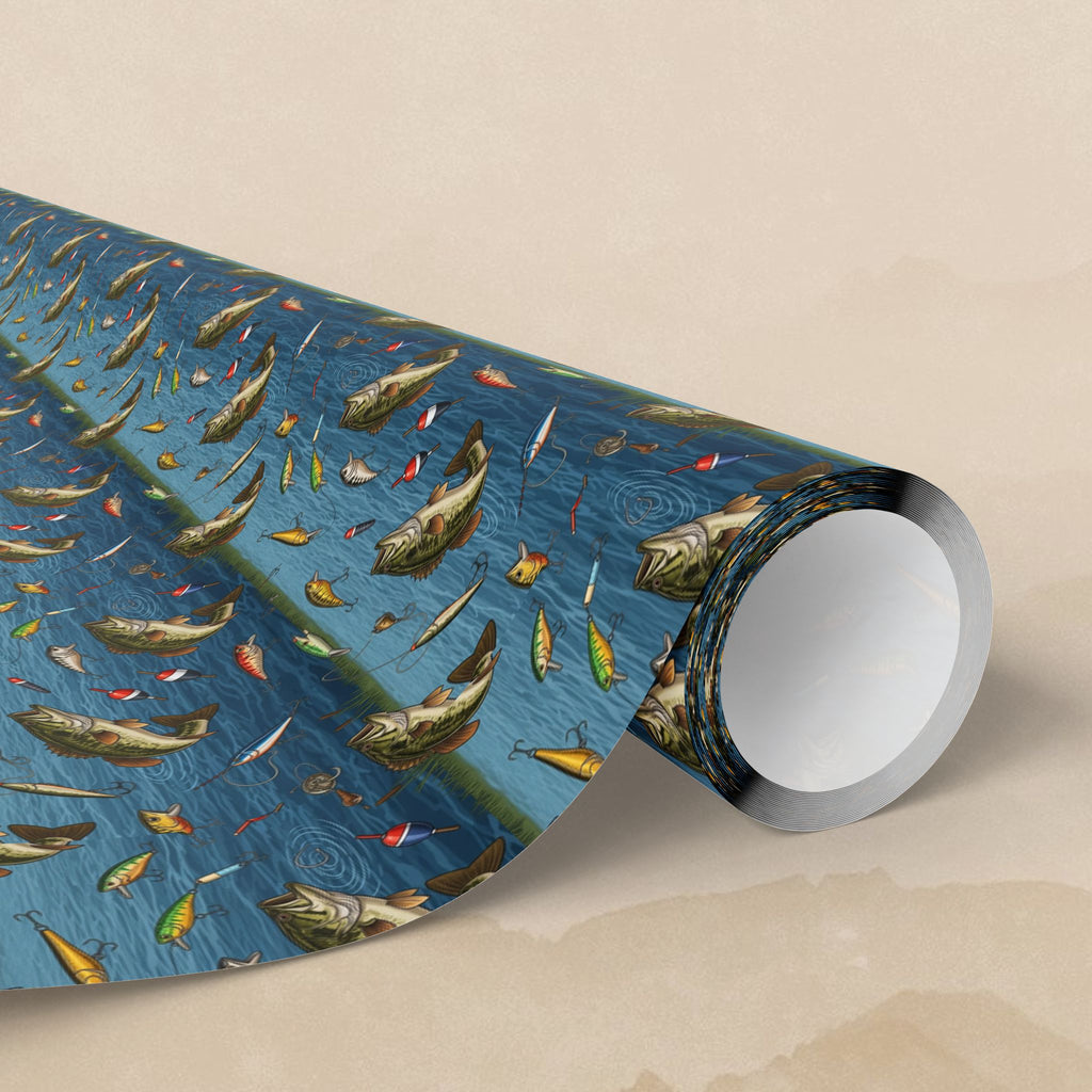 Bass Fishing Pattern Wrapping Paper | Nautical Boat Gift Wrap