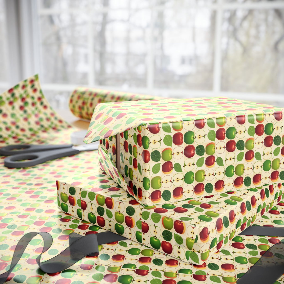 Apple Wrapping Paper | Roll, Christmas Pattern