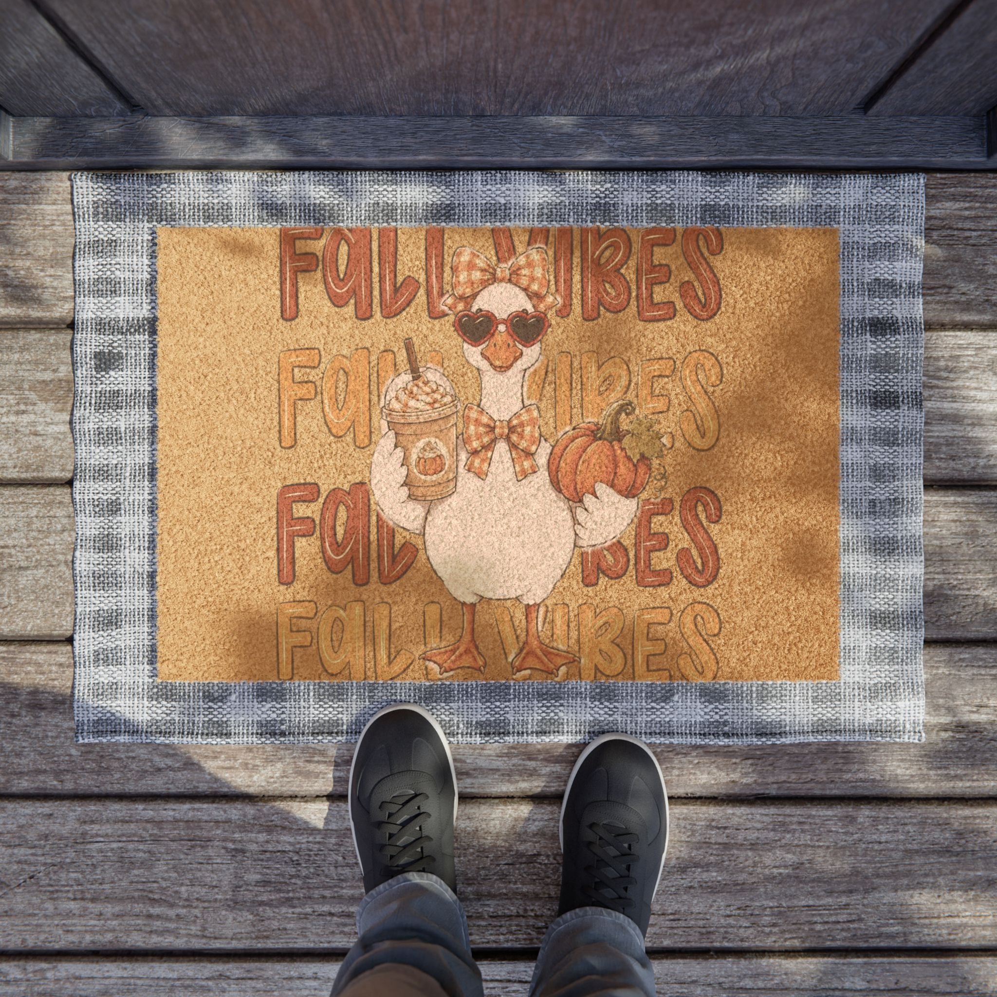 Fall Vibes Preppy Duck Doormat
