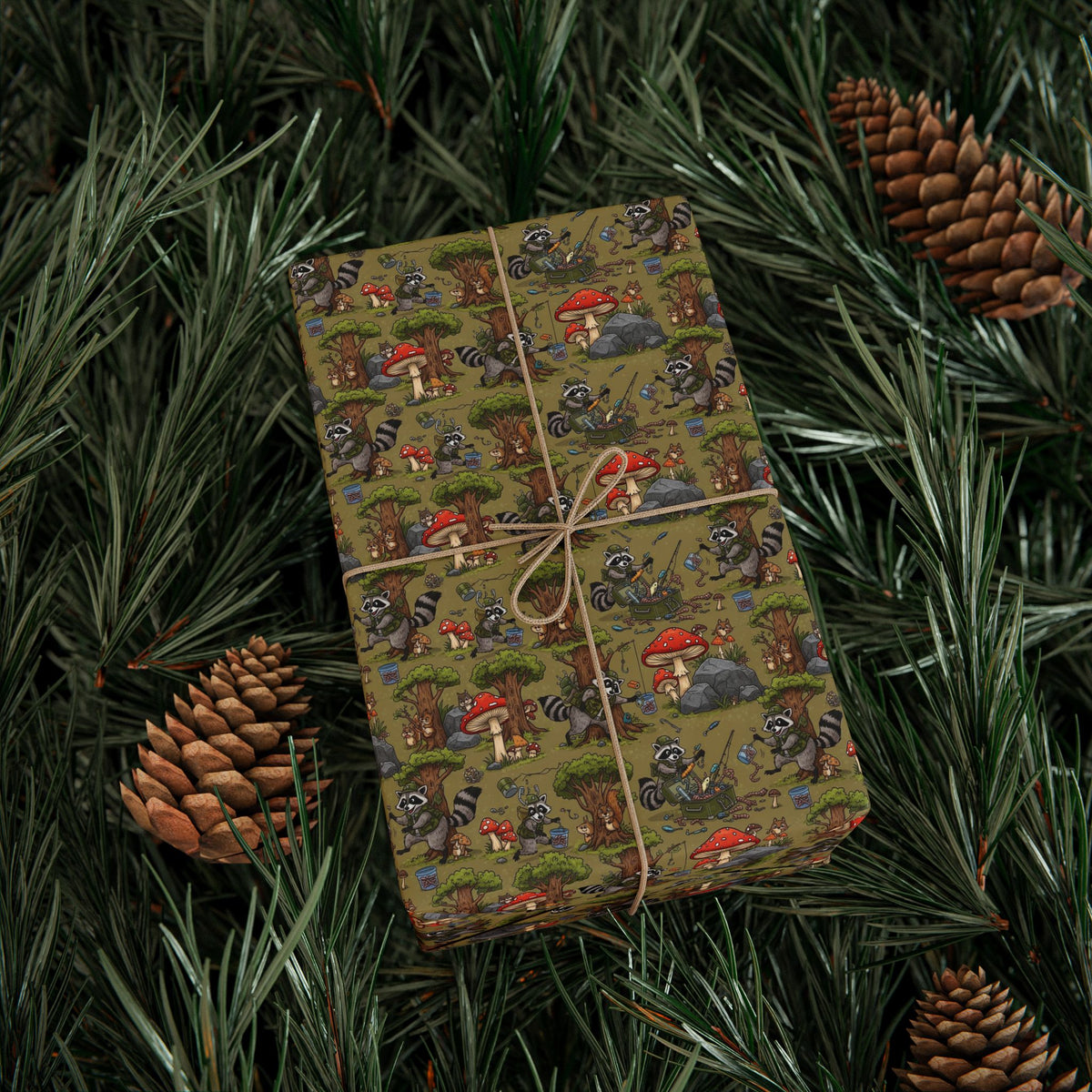 Mushroom Garden Pattern Wrapping Paper | Woodland Fungi Gift Wrap Roll