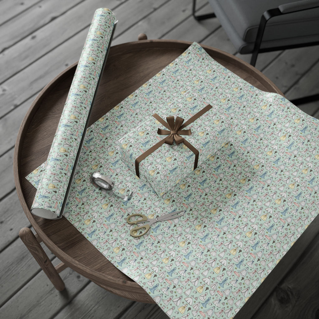 Handdrawn Bridesmaid Dresses Wrapping Paper | Wedding Shower Pattern