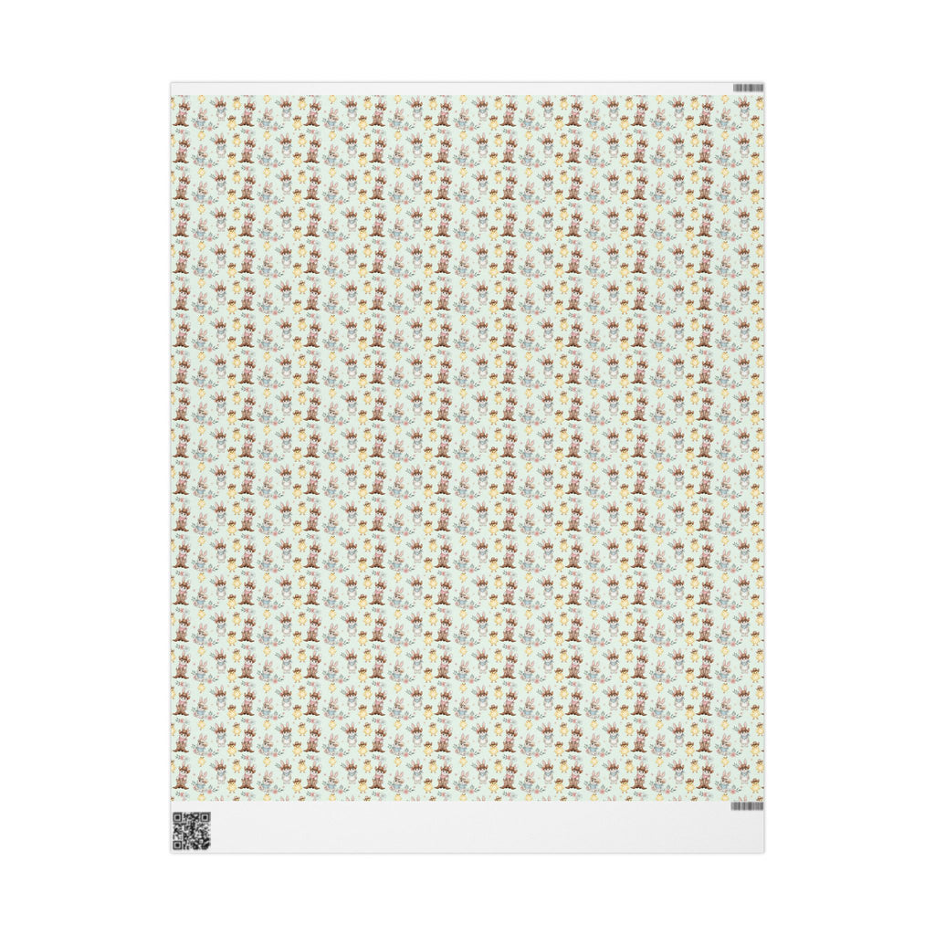 Western Bunnies Floral Wrapping Paper | Gift Wrap Roll, Pastel Bunny Pattern