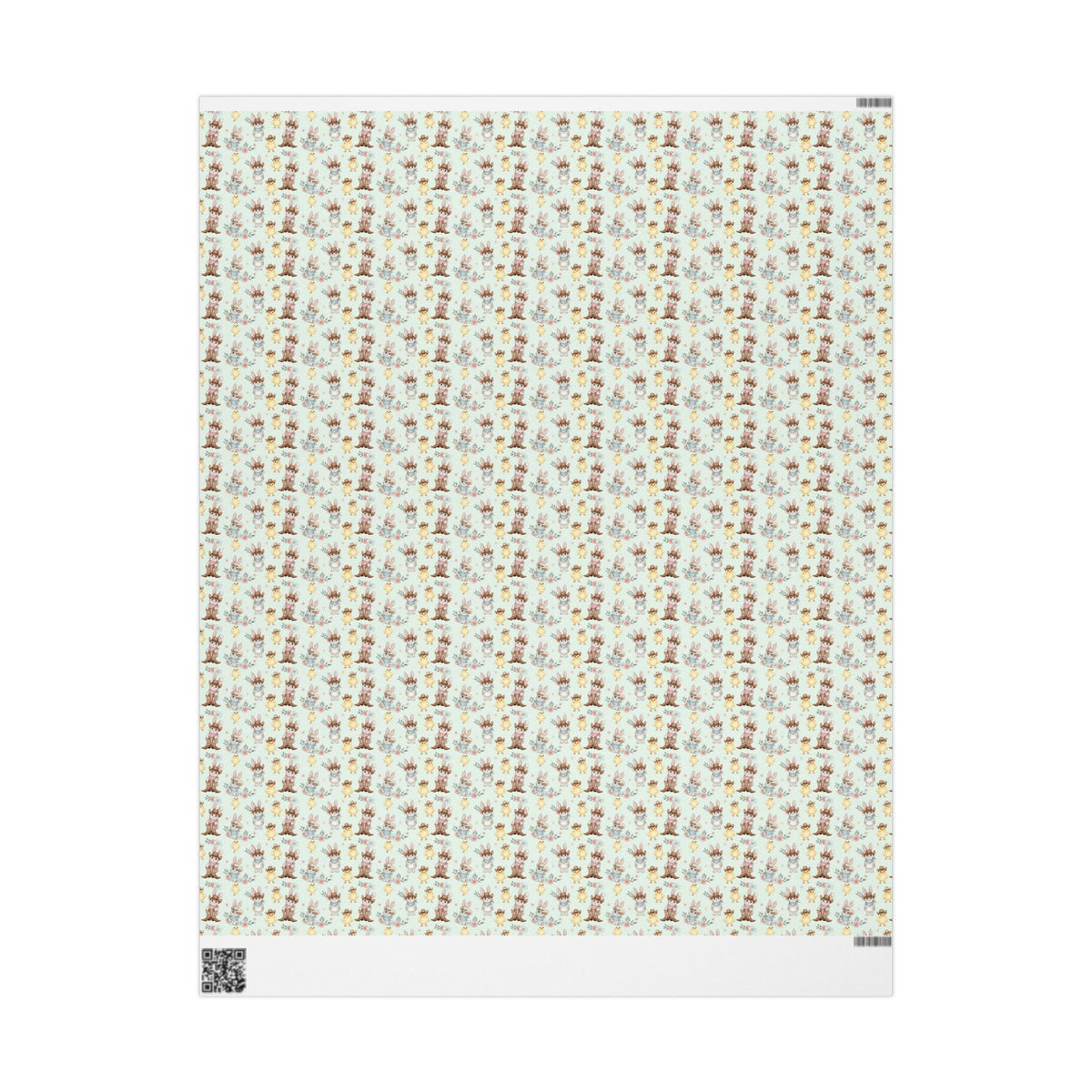 Western Bunnies Floral Wrapping Paper | Gift Wrap Roll, Pastel Bunny Pattern