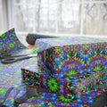 Kaleidoscope Marijuana Plant Wrapping Paper | Psychedelic Geometric Gift Wrap