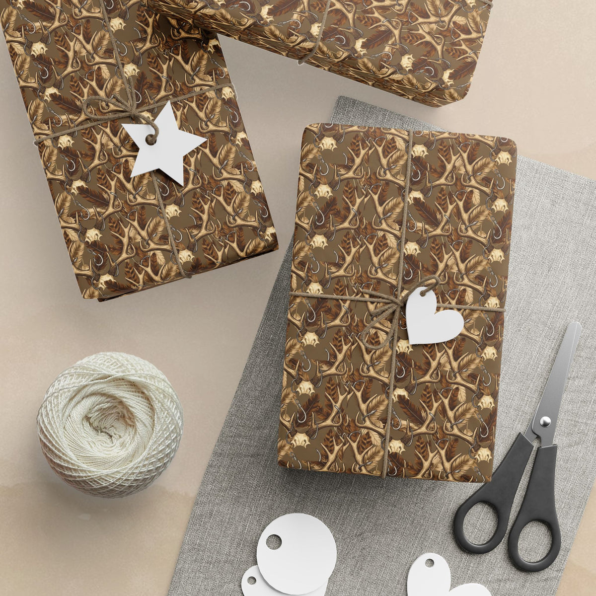 Brown Antler Pattern Wrapping Paper