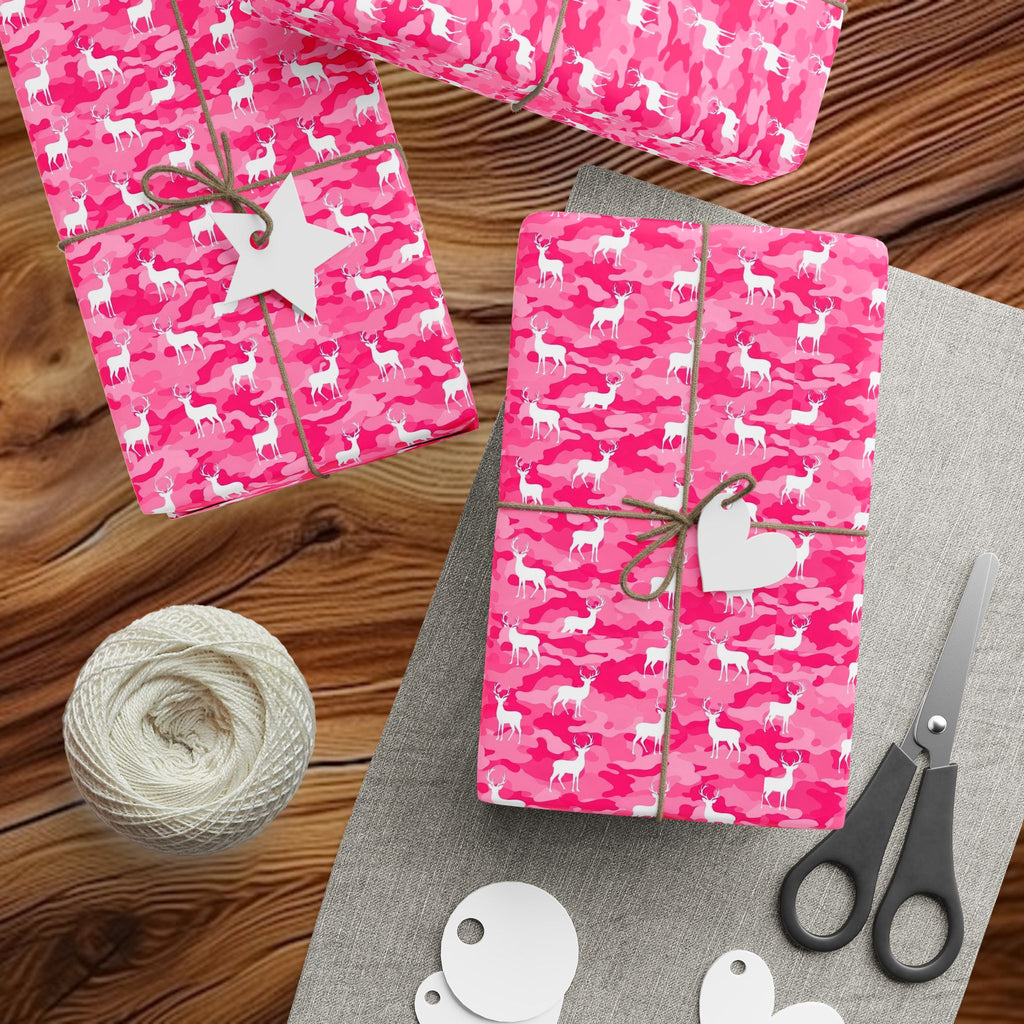 Pink Camo Pattern Wrapping Paper | Pink Camouflage Gift Wrap Roll