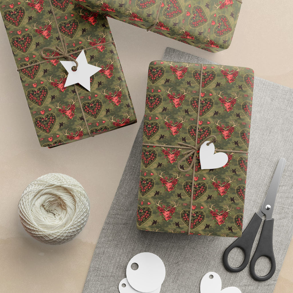 Camo Heart Valentines Wrapping Paper