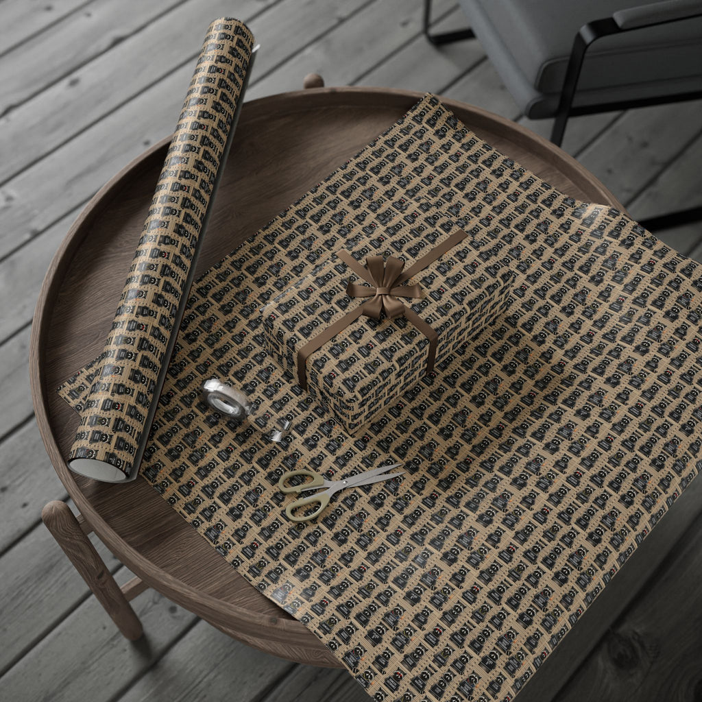 Vintage Racoon Wrapping Paper | Retro Keyboard Pattern Gift Wrap