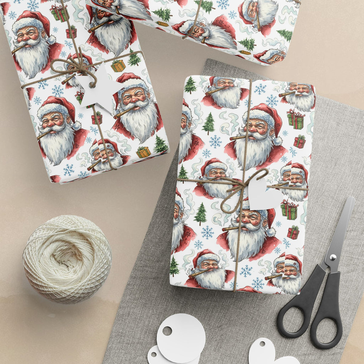 Vintage Santa Pattern Wrapping Paper | Christmas Holiday Paper Roll