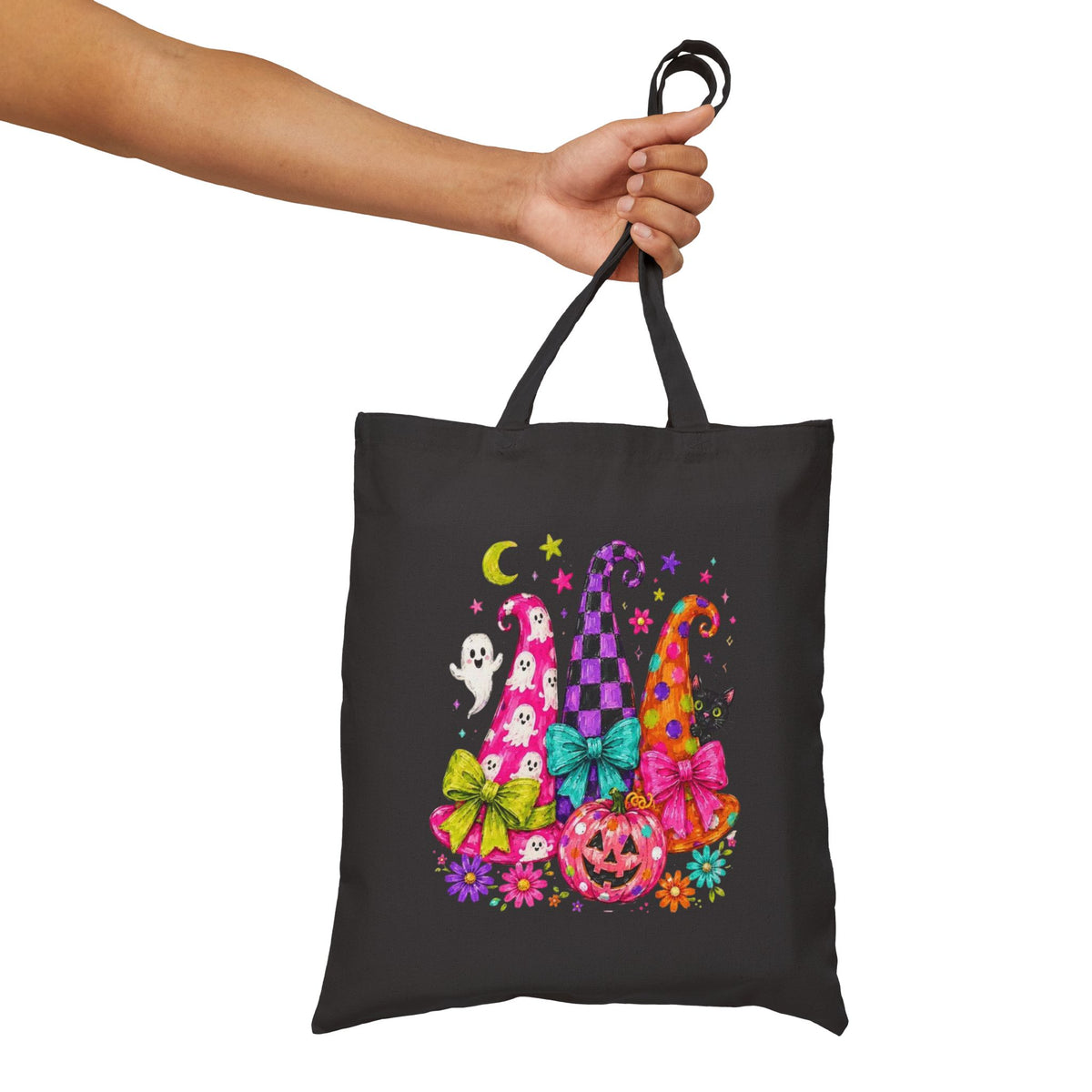 Colorful Witch Hat Halloween Tote Bag