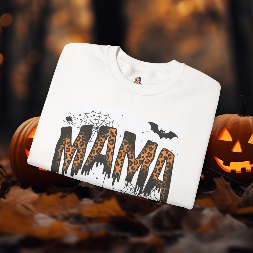 mama halloween sweatshirt leopard drip