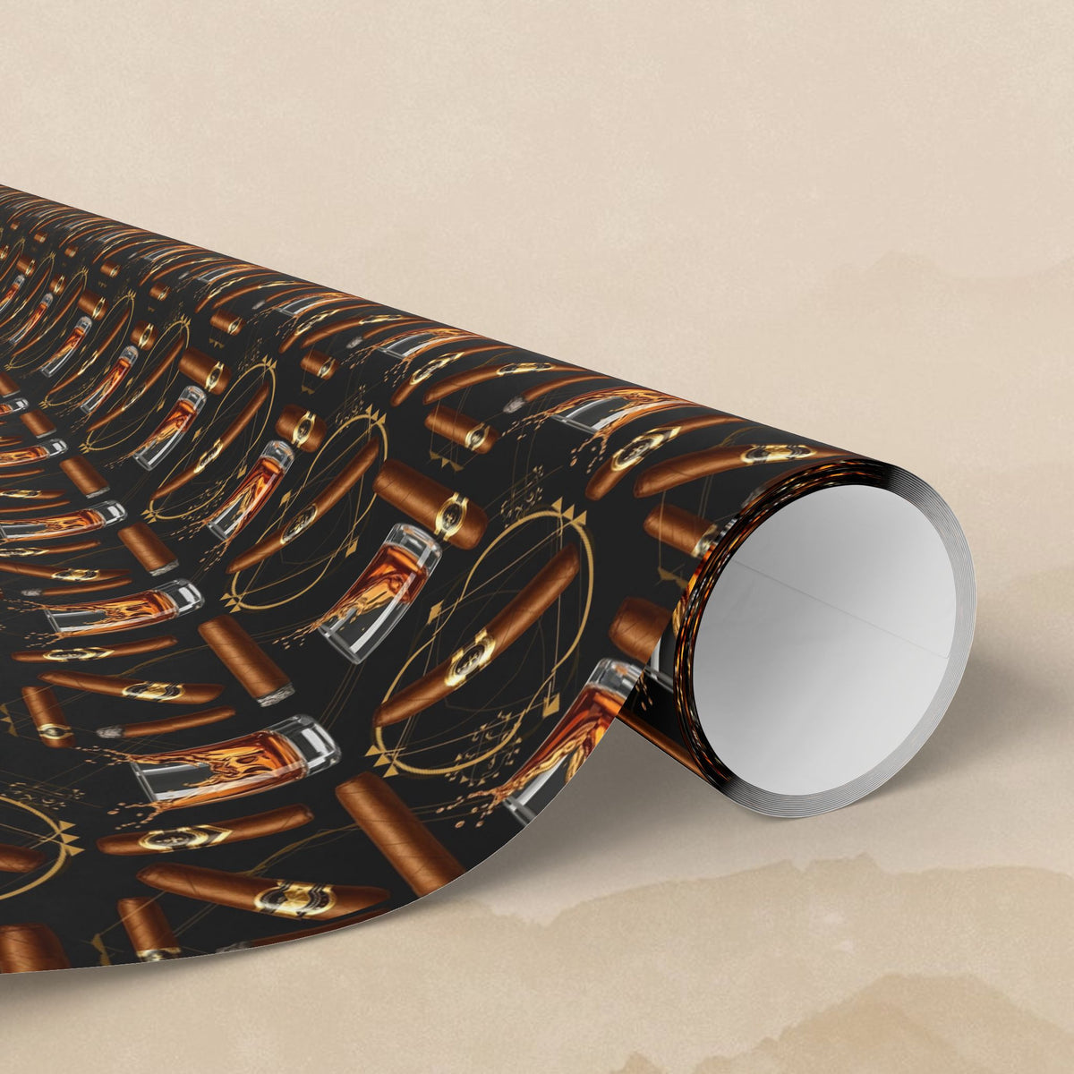 Leather Belt  & Cigars Mens Pattern Wrapping Paper | Vintage Buckle Repeat Print