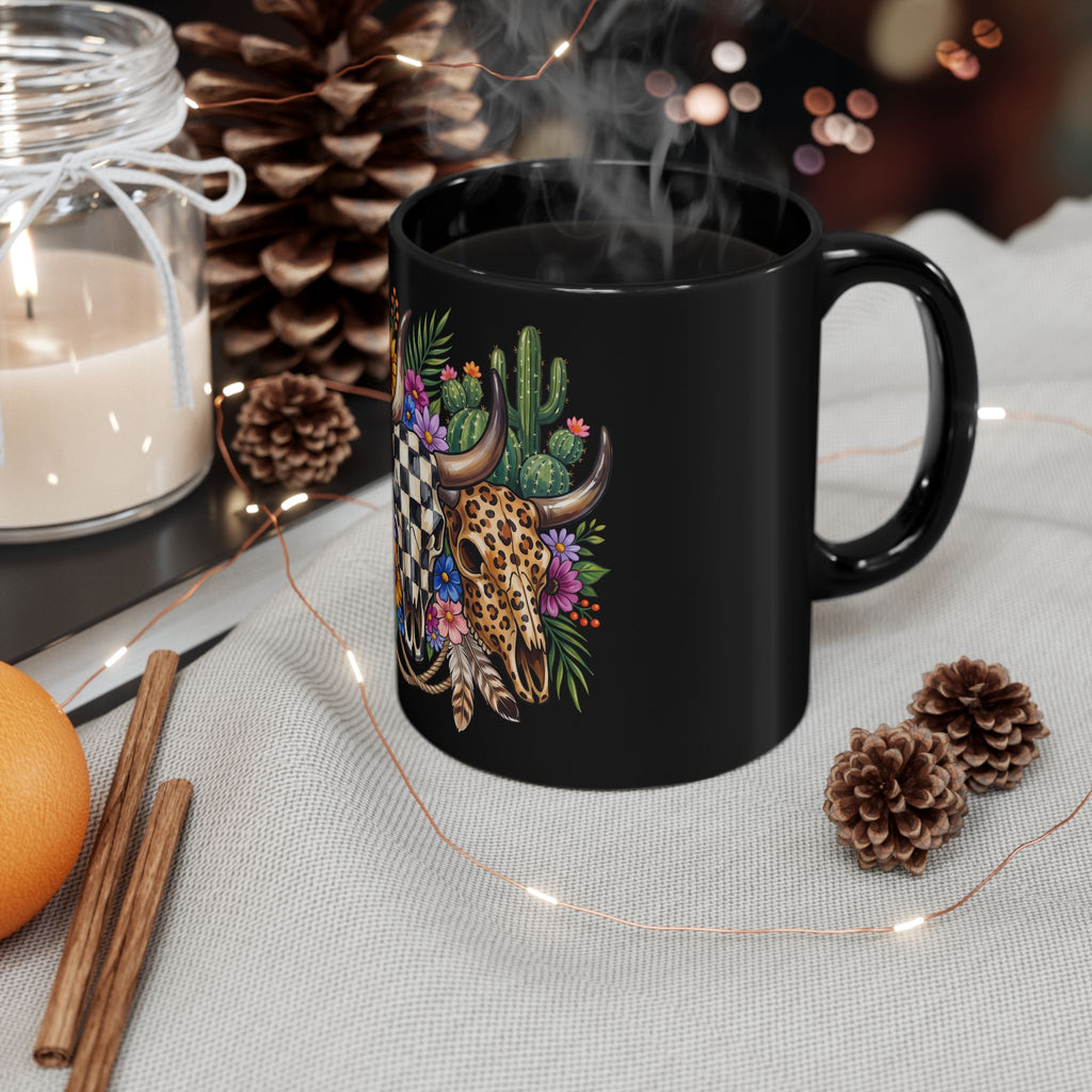 Checkered Cow Head Mug