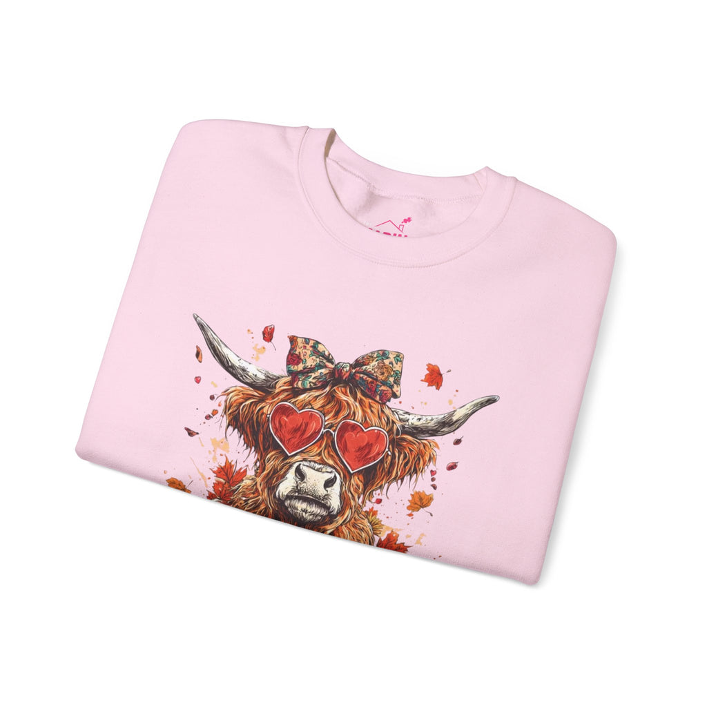 Fall Highland Cow Crewneck Sweatshirt