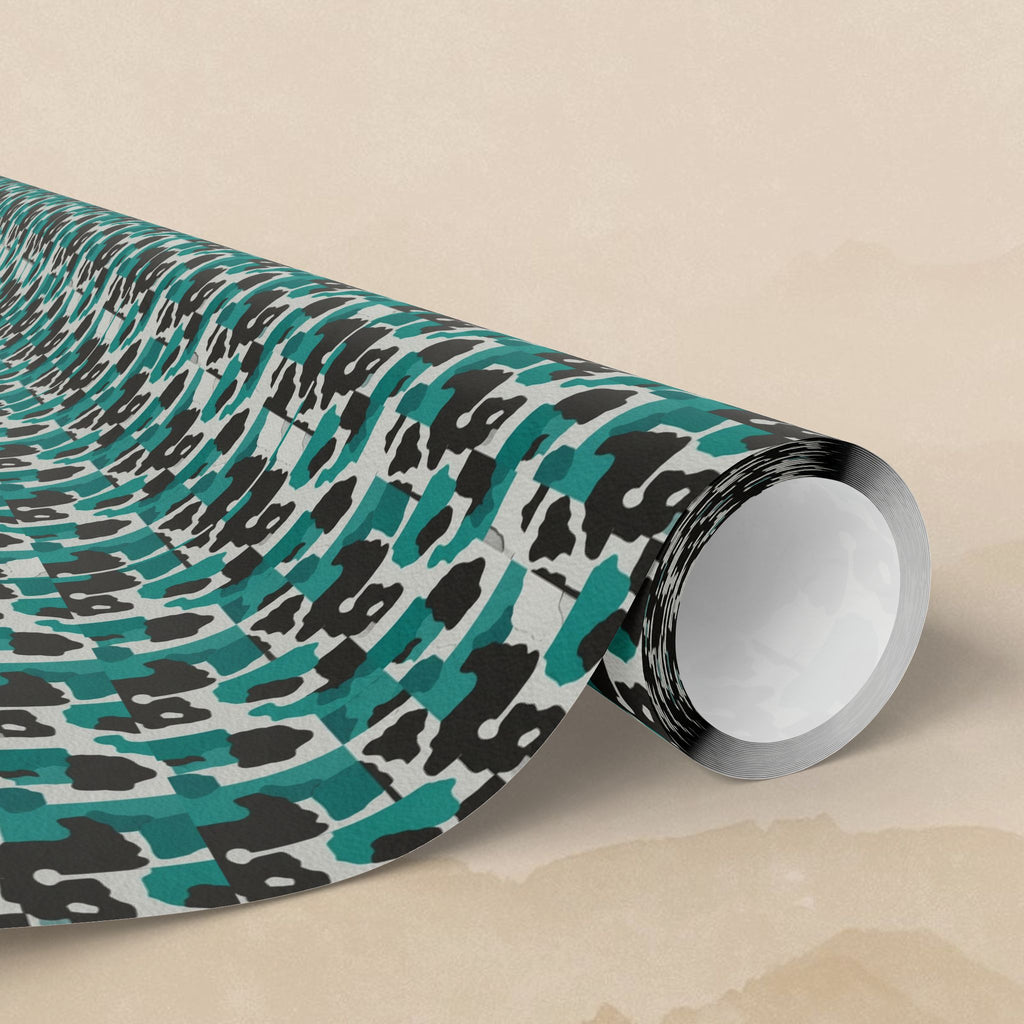 Teal Black Cheetah Print Wrapping Papers | Animal Print Gift Wrap Roll