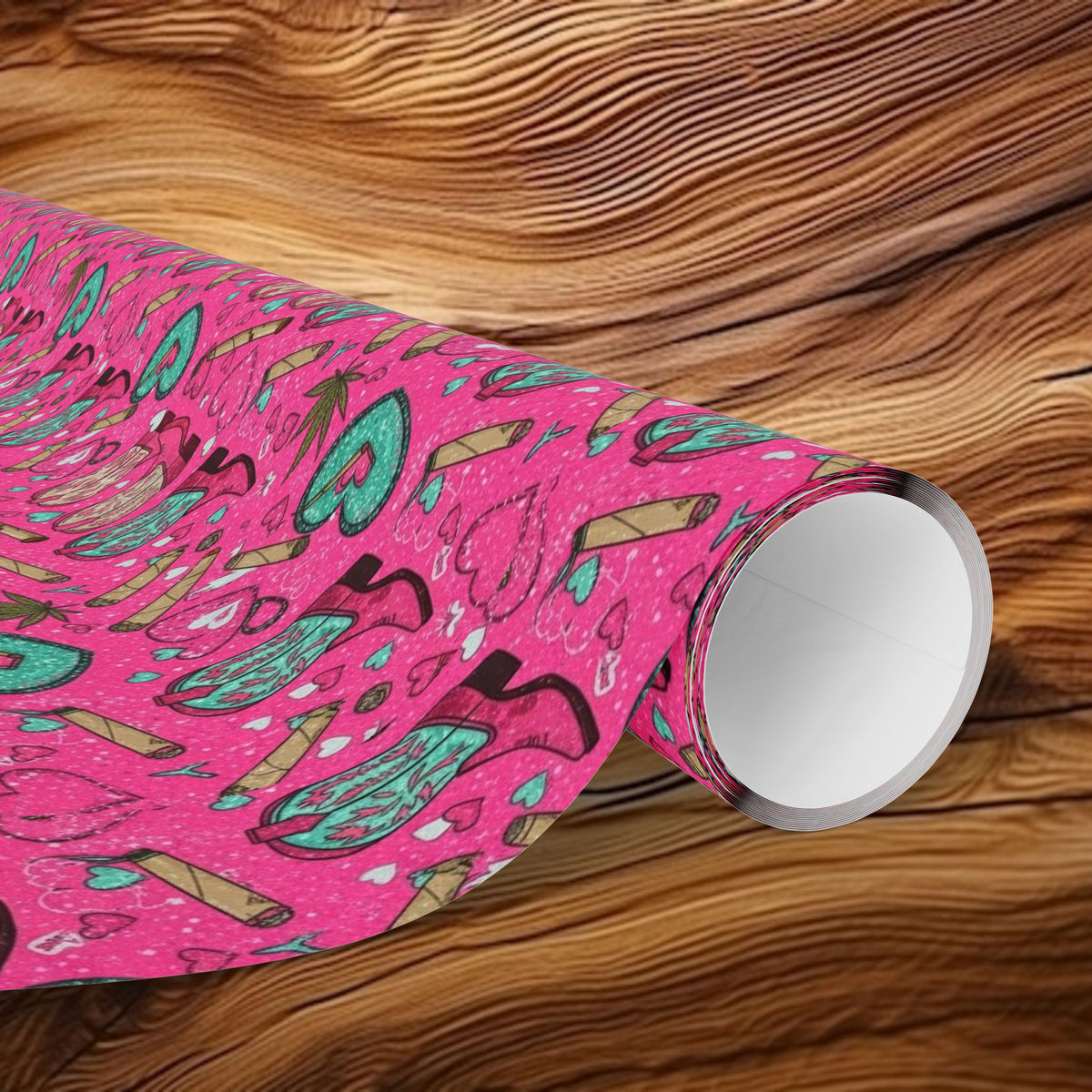 Girly Western  Pink Cowgirl Boots Wrapping Paper