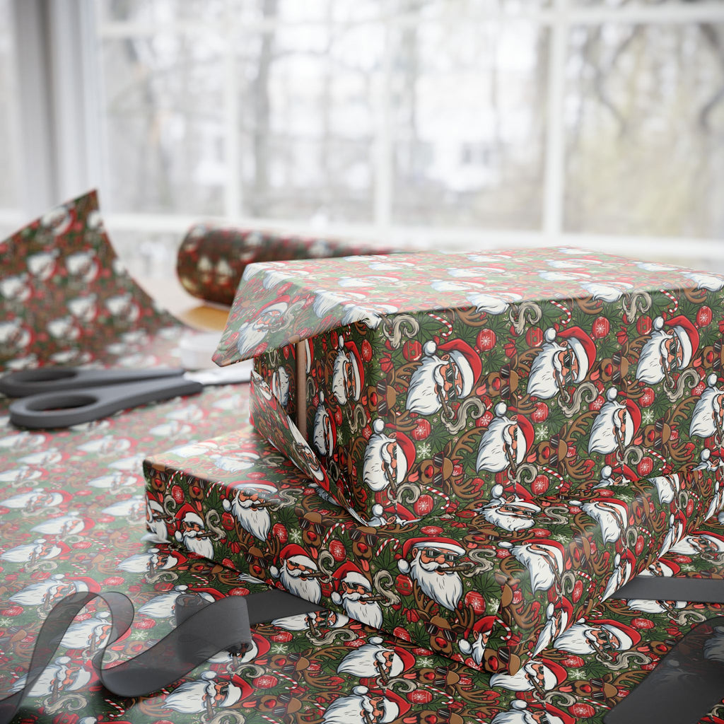 Stoner Santa Claus Pattern Wrapping Paper | Vintage Santa Holiday Wrap