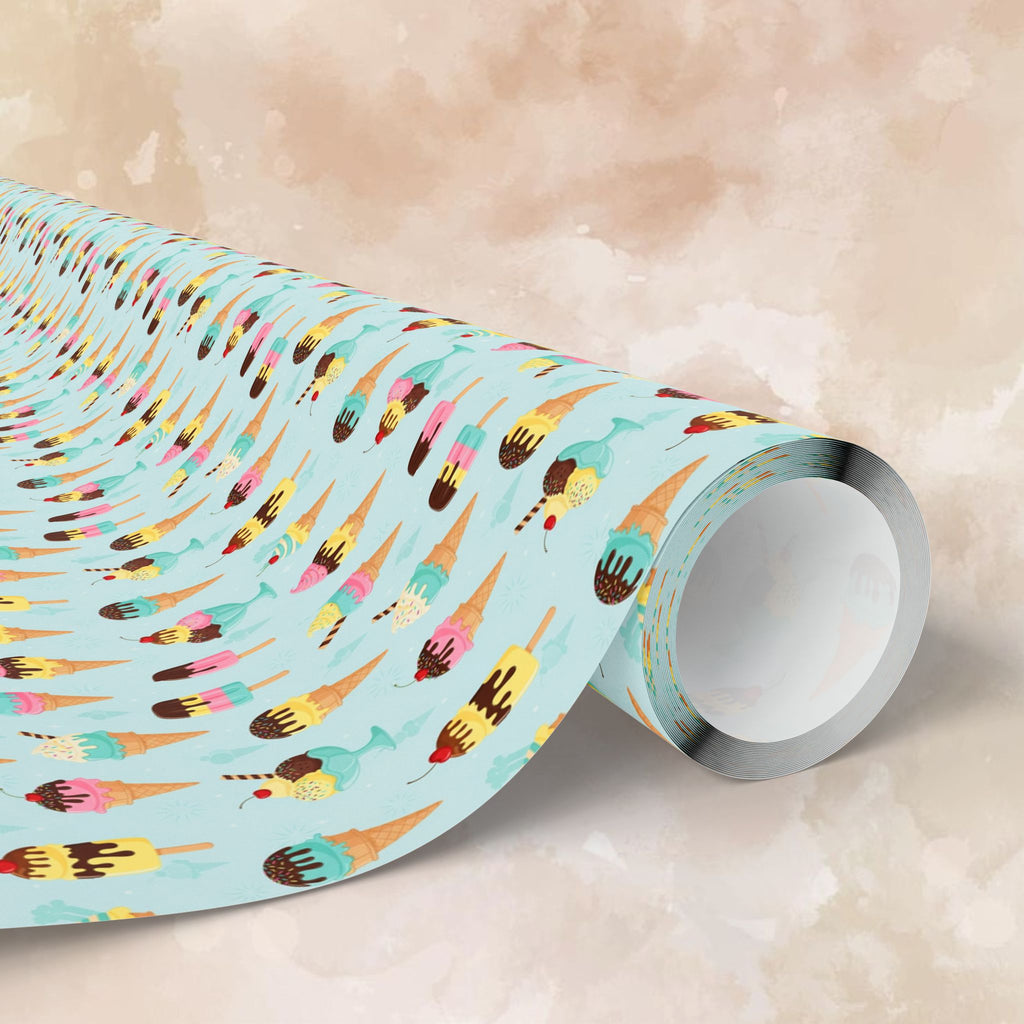 Ice cream Pattern Wrapping Papers | Turquoise Paint Strokes Gift Wrap