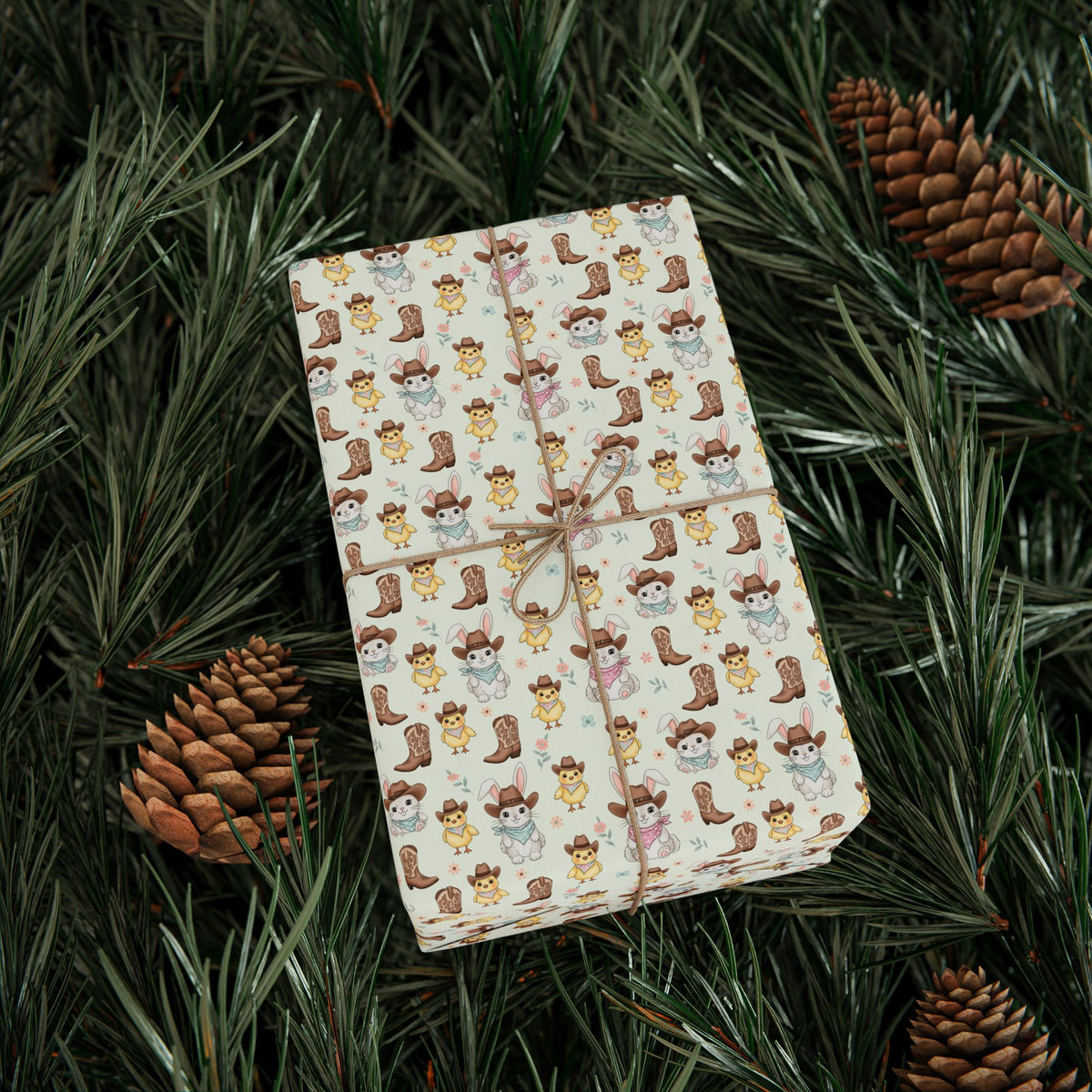 Cute Cowboy Bunny Easter Wrapping Paper