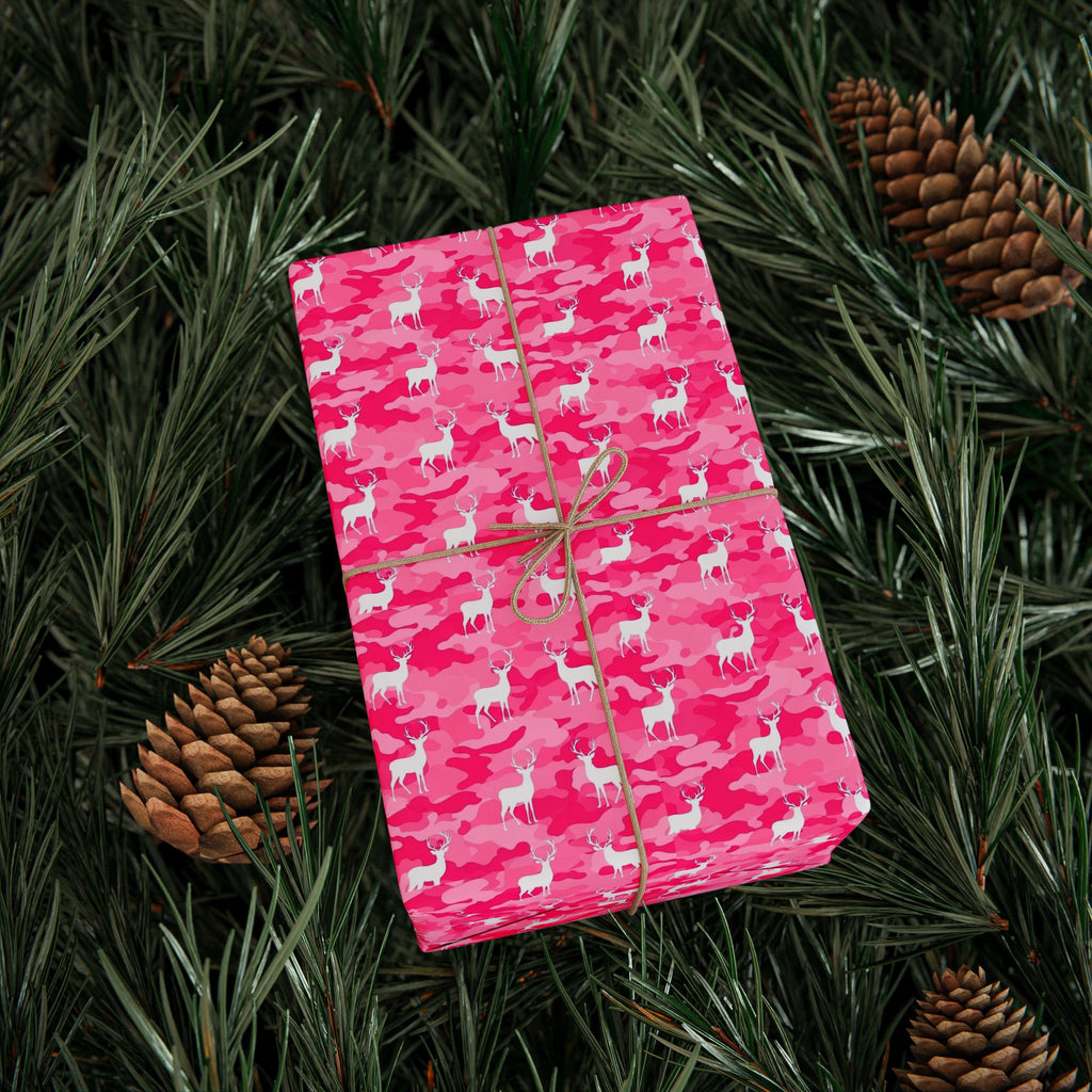 Pink Camo Pattern Wrapping Paper | Pink Camouflage Gift Wrap Roll