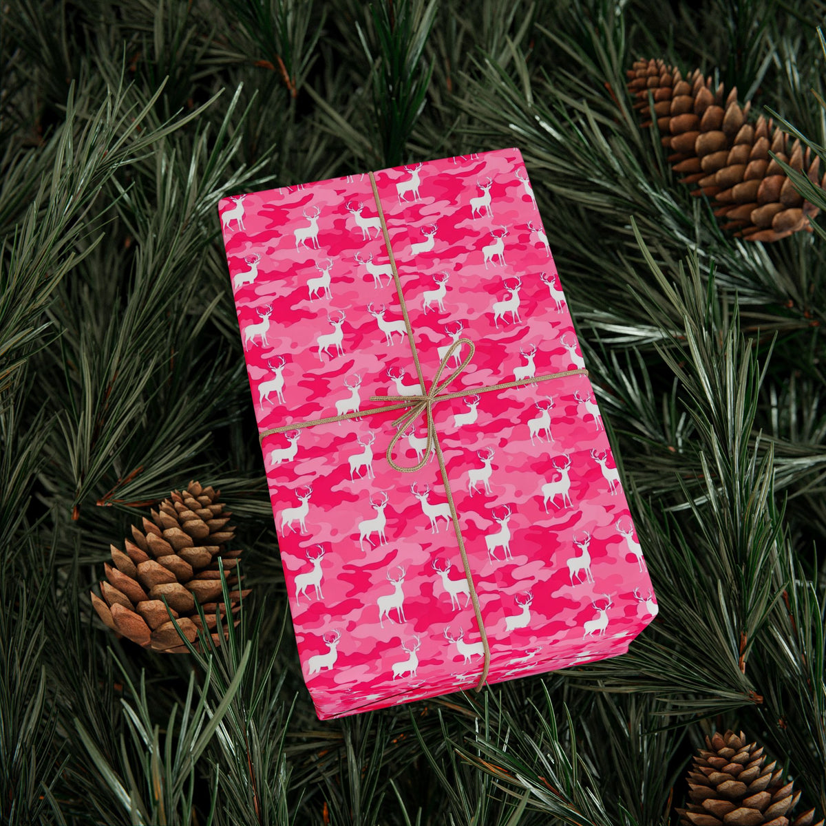 Pink Camo Pattern Wrapping Paper | Pink Camouflage Gift Wrap Roll