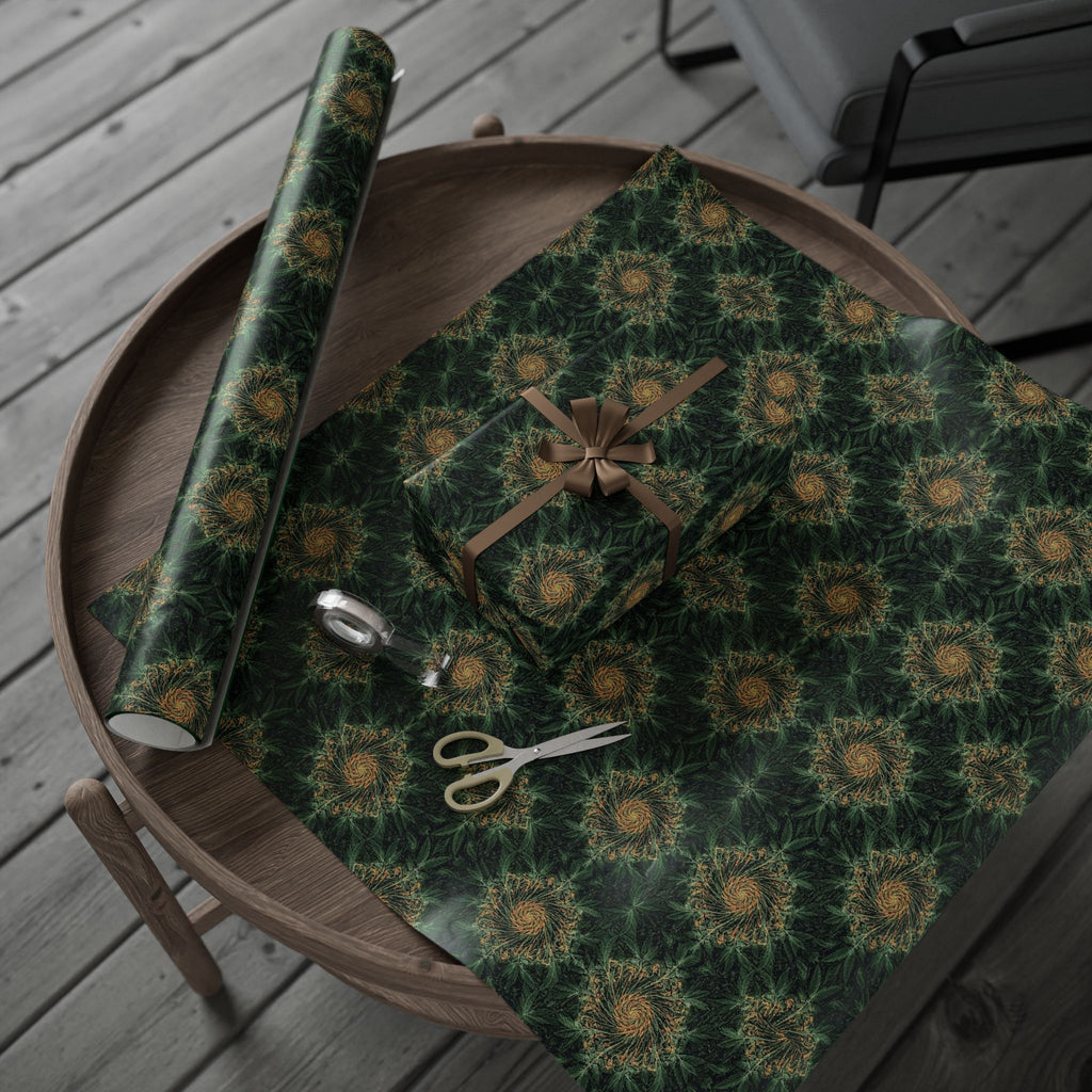 Green Marijuana Leaf Pattern Wrapping Papers | Forest Holiday Gift Wrap Roll