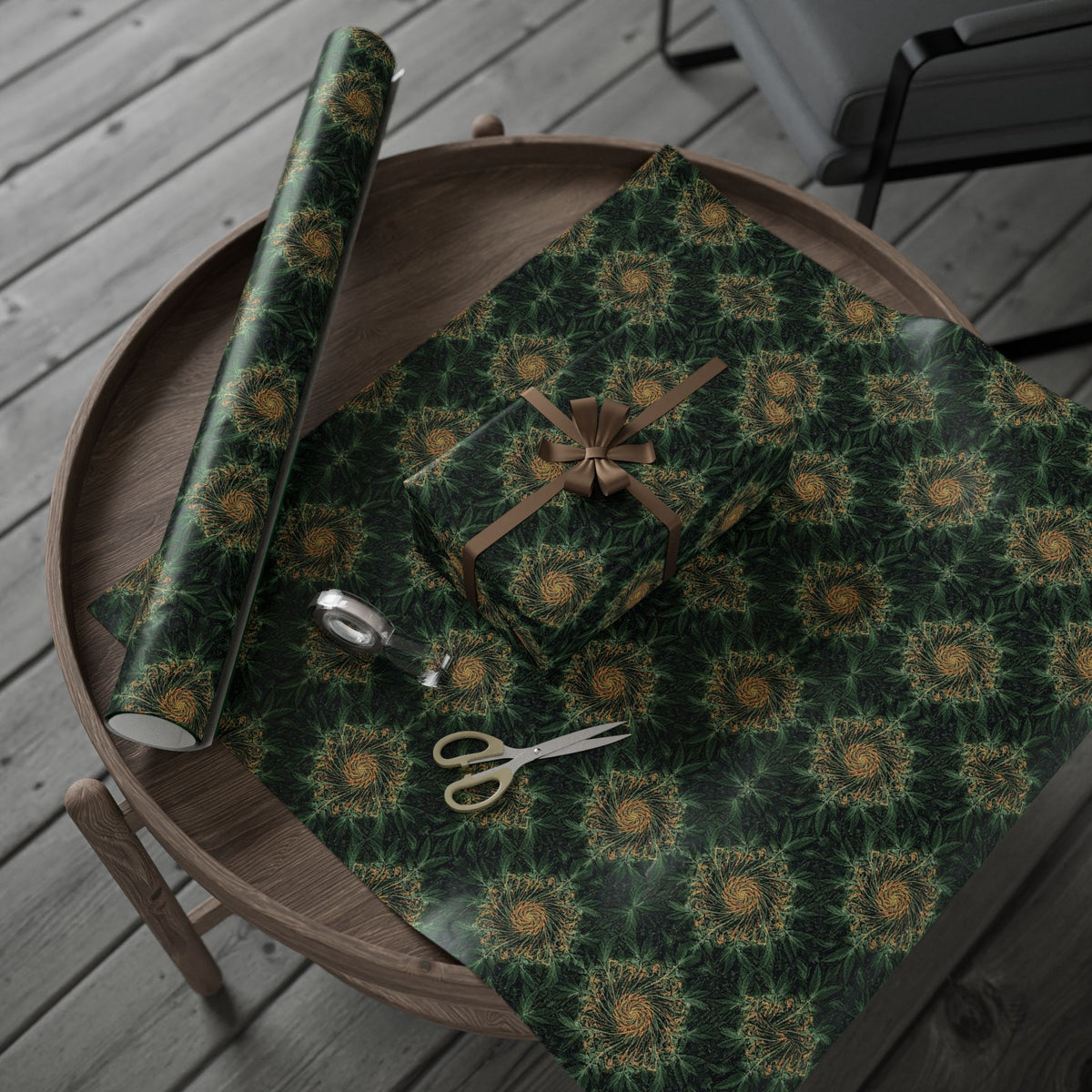 Green Marijuana Leaf Pattern Wrapping Papers | Forest Holiday Gift Wrap Roll