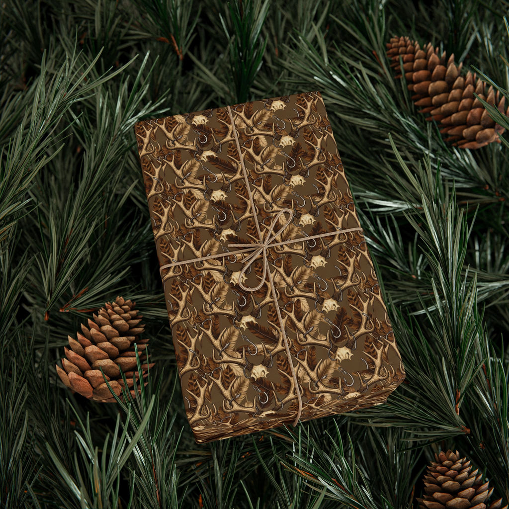 Brown Antler Pattern Wrapping Paper | Marble Gift Wrap Roll
