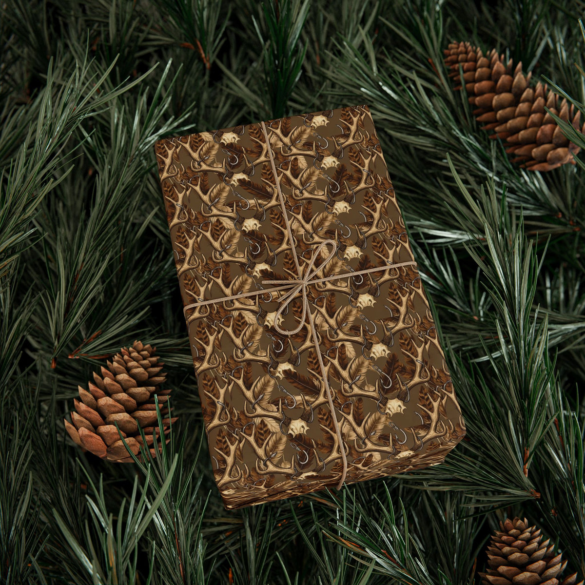 Brown Antler Pattern Wrapping Paper | Marble Gift Wrap Roll