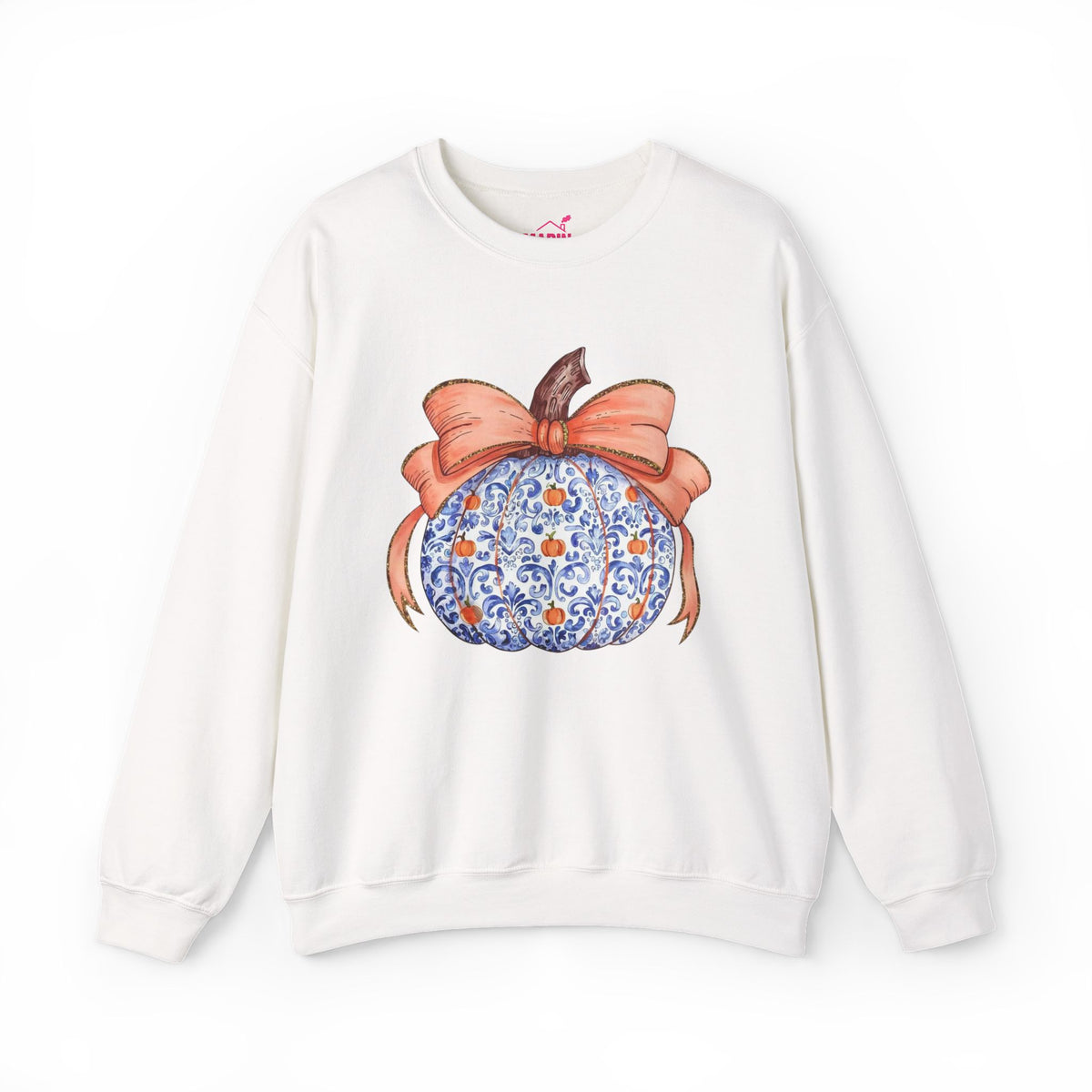 Blue Pumpkin Bow Sweatshirt | Preppy Fall Crewneck