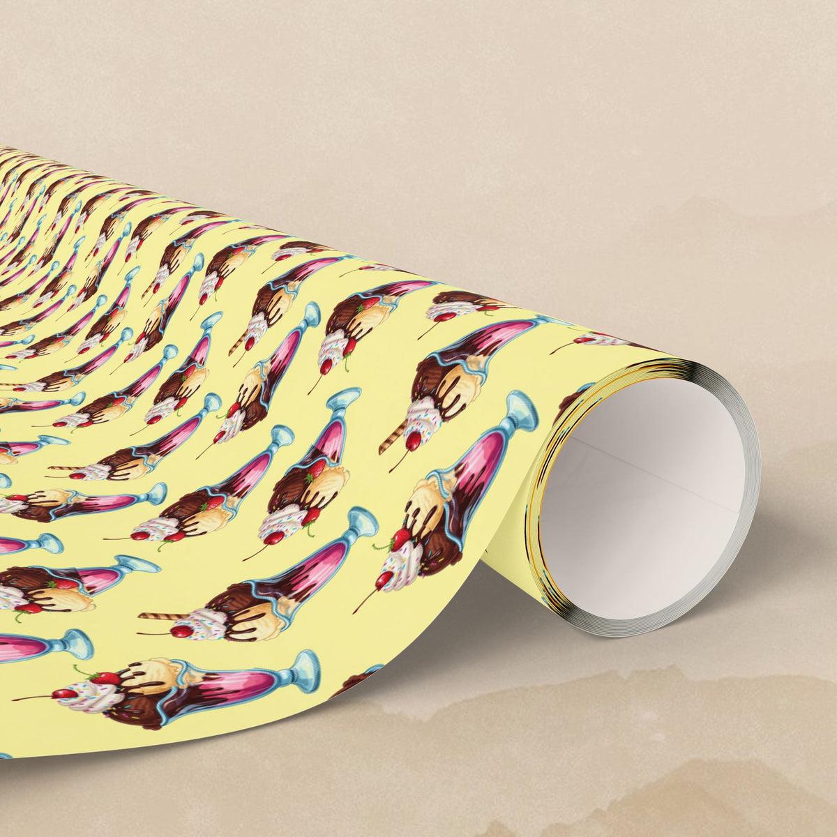 Retro Ice Cream Cone Pattern Wrapping Papers | Vintage Dessert Print