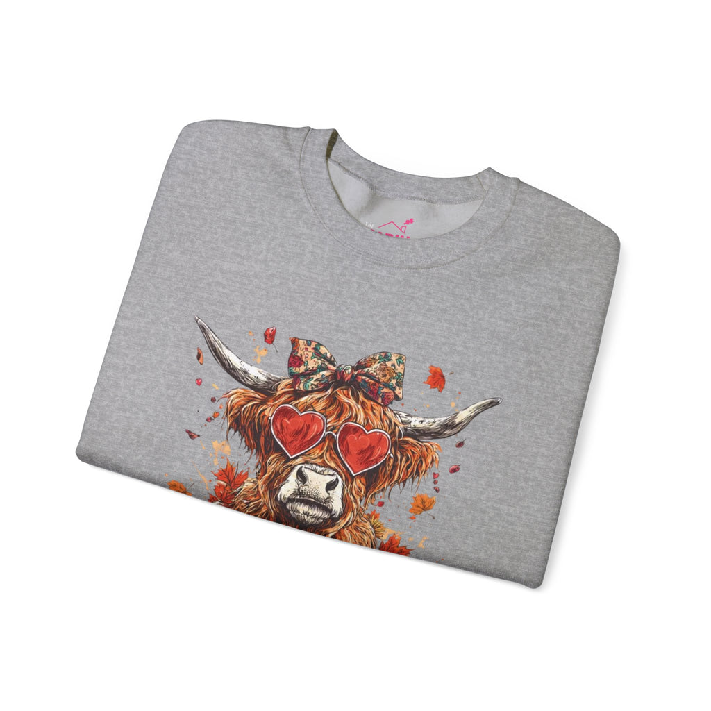 Fall Highland Cow Crewneck Sweatshirt