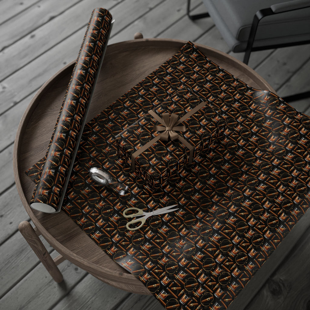 Leather Belt  & Cigars Mens Pattern Wrapping Paper | Vintage Buckle Repeat Print