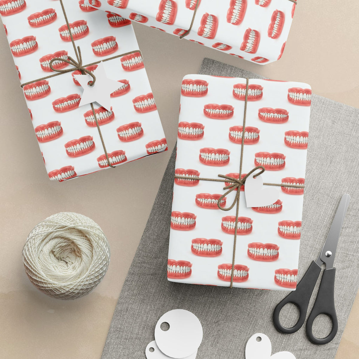 Dentures Pattern Wrapping Paper | Cosmetic Theme