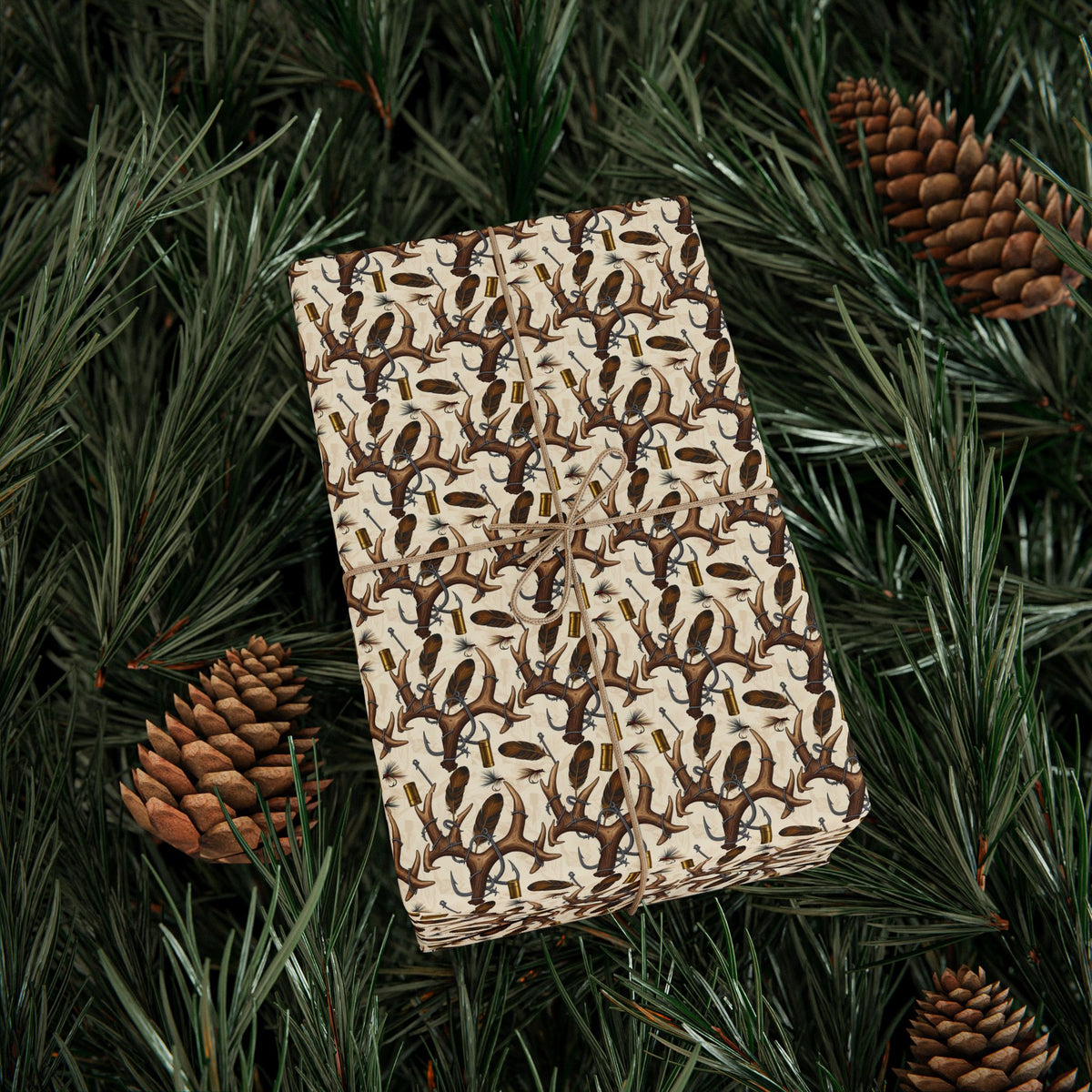 Brown Hunters Wrapping Paper | Repeating Pattern, Neutral Gift Wrap
