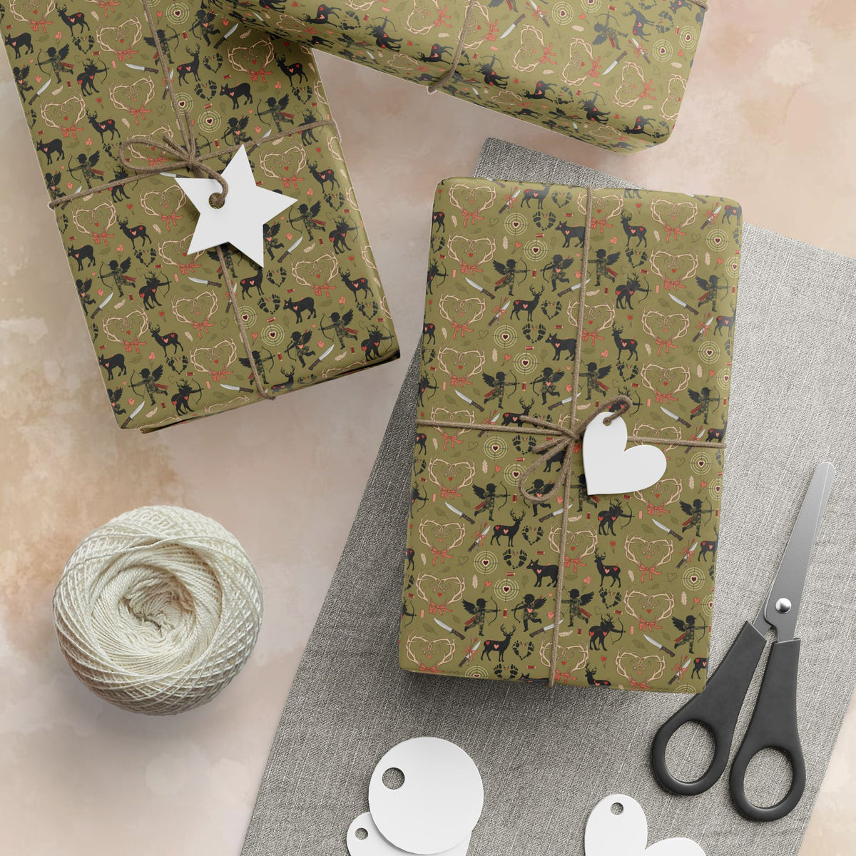 Vintage Camo Valentines Wrapping Paper