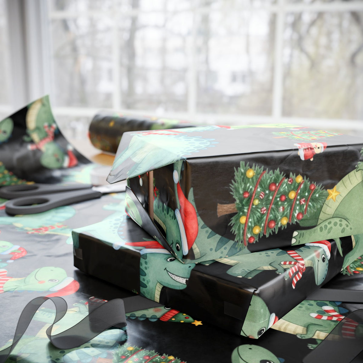 Christmas Dinosaur Wrapping Paper