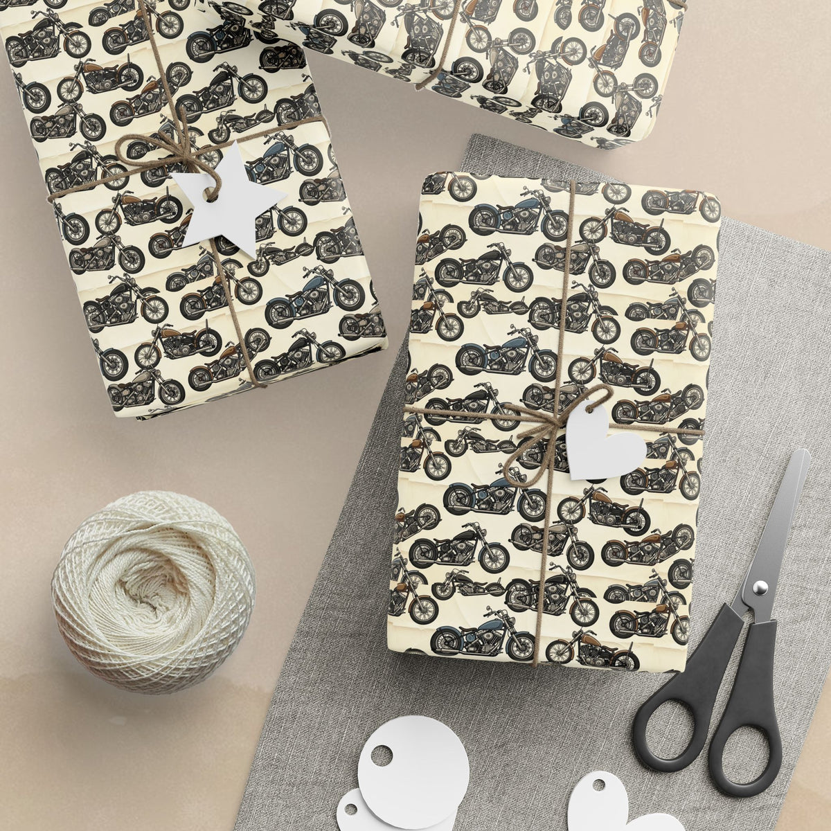 Vintage Motorcycle Pattern Wrapping Paper | Retro Bikes Gift Wrap