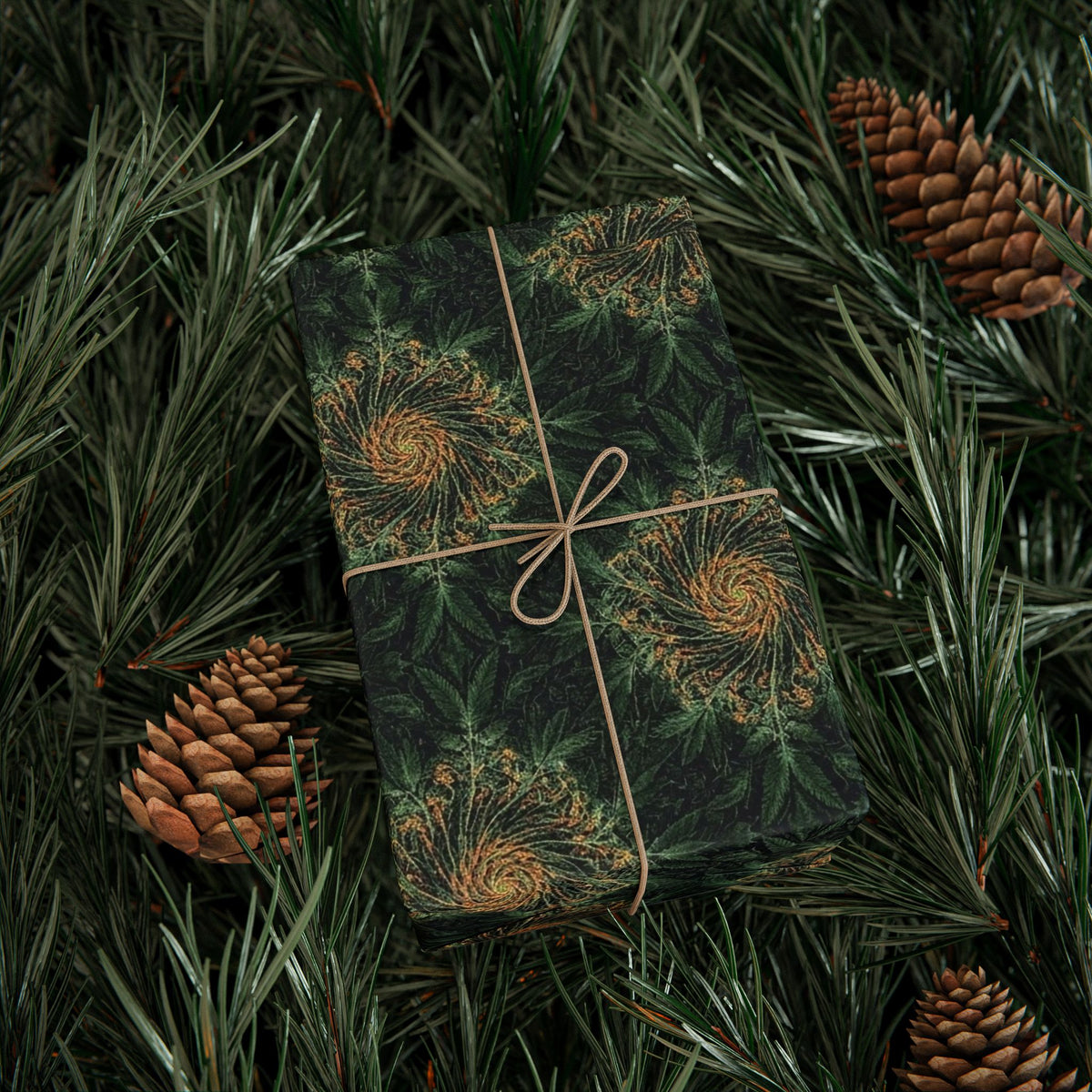 Green Marijuana Leaf Pattern Wrapping Papers | Forest Holiday Gift Wrap Roll