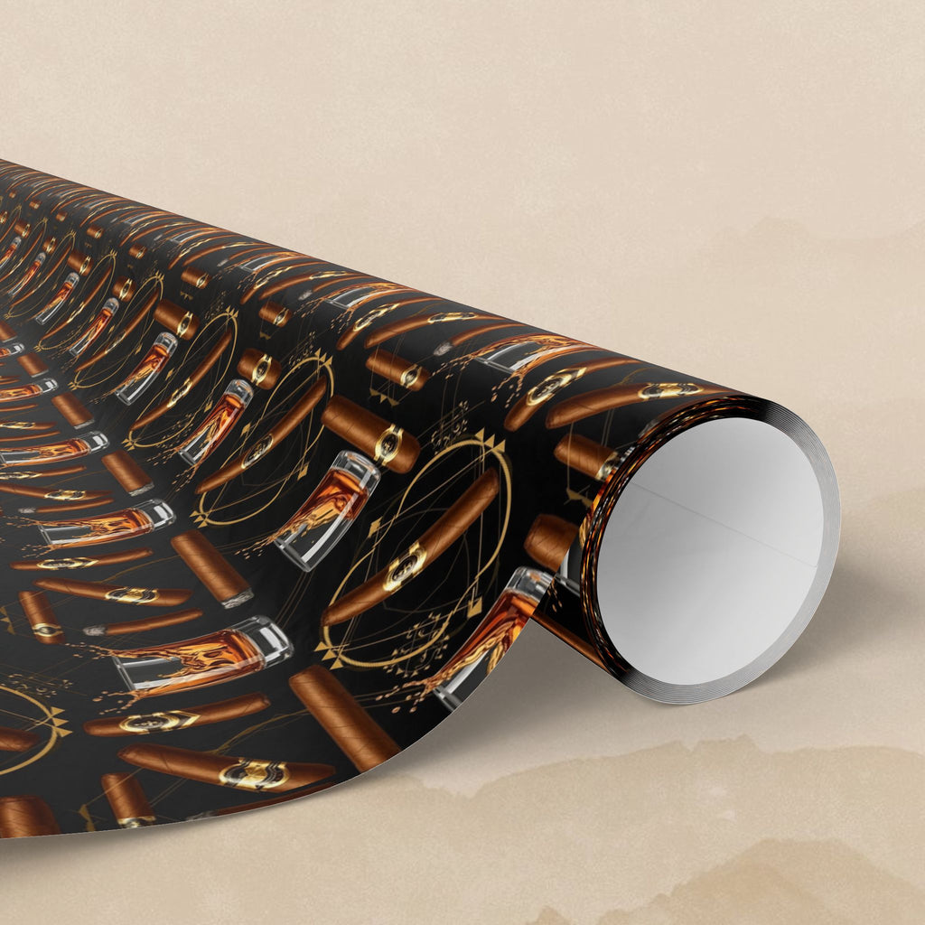 Leather Belt  & Cigars Mens Pattern Wrapping Paper | Vintage Buckle Repeat Print