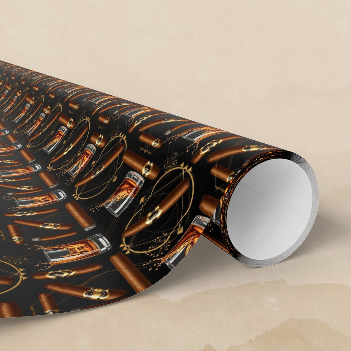 Leather Belt  & Cigars Mens Pattern Wrapping Paper | Vintage Buckle Repeat Print
